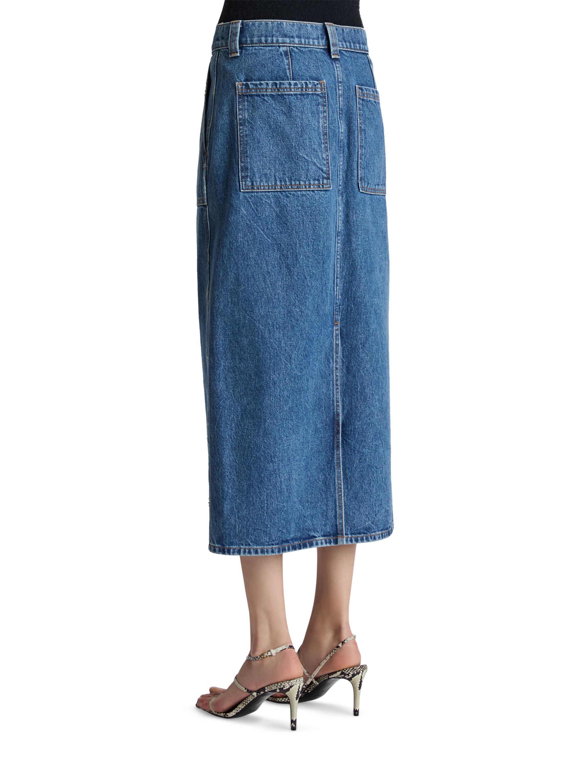 Khaite Genevieve Denim Midi-Skirt Saks Fifth Avenue