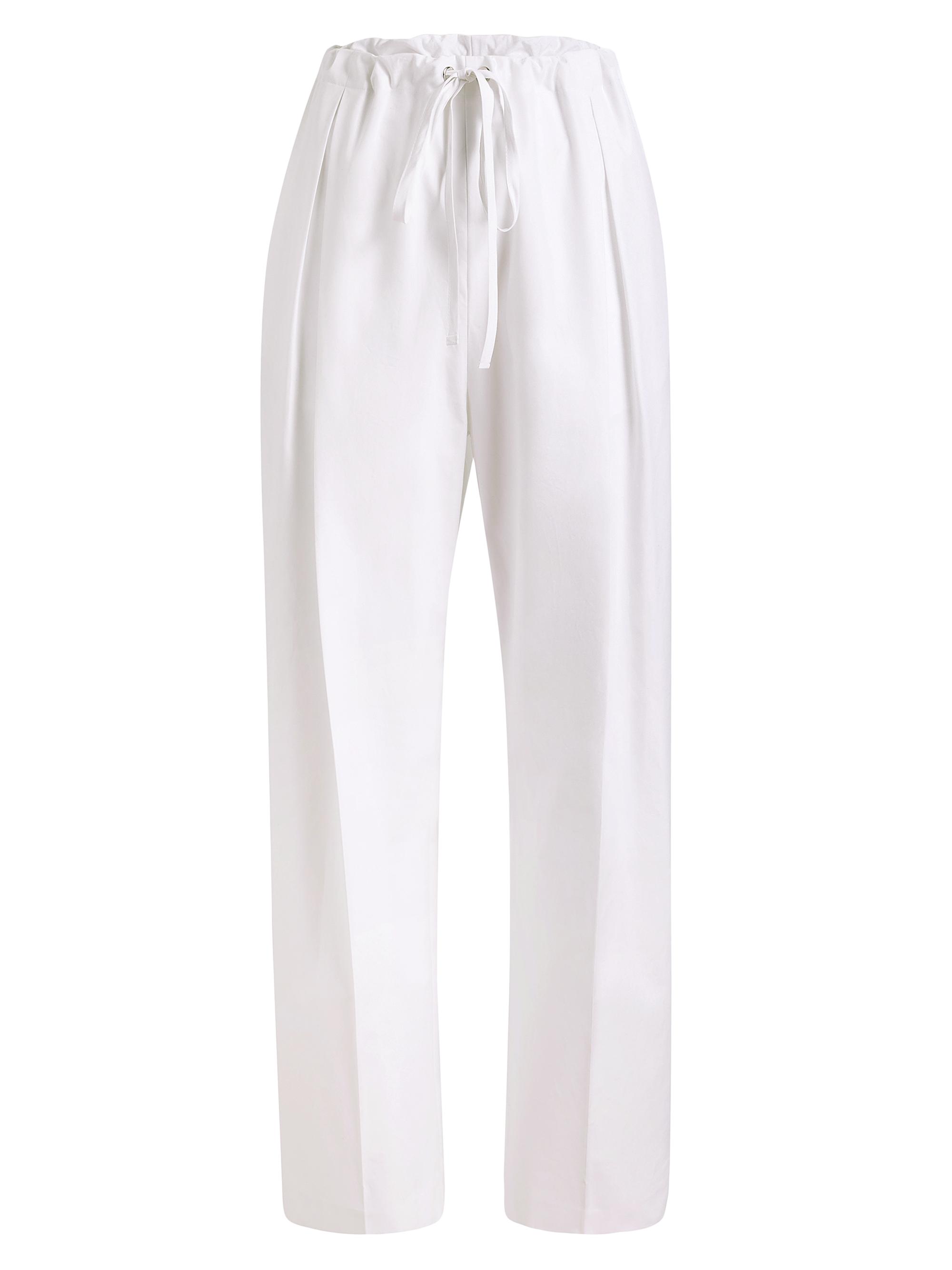 Khaite Women's Trenton Pleated Drawstring Pants - White