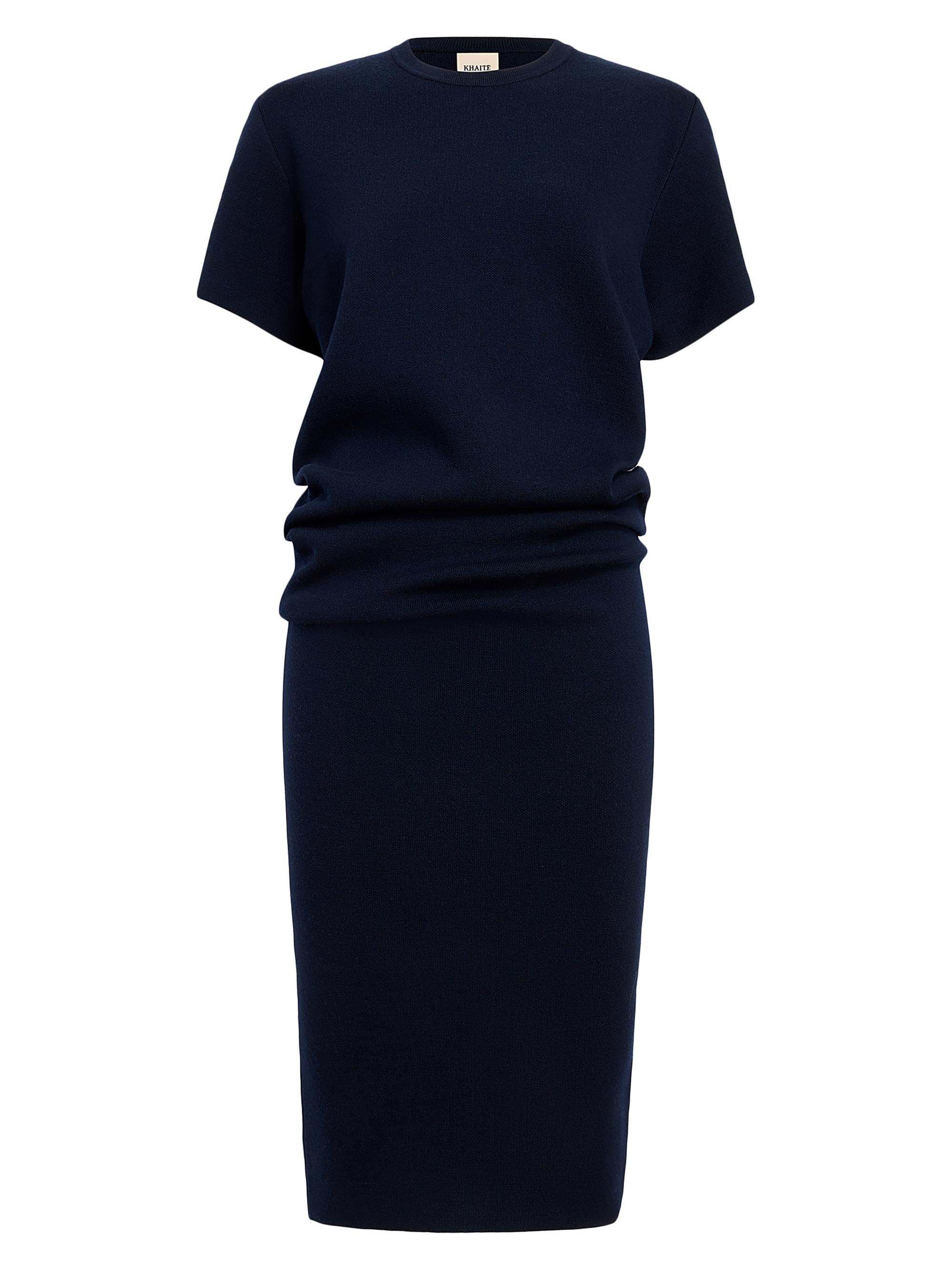 Khaite Women's Callas Knit T-Shirt Midi-Dress - Midnight Navy