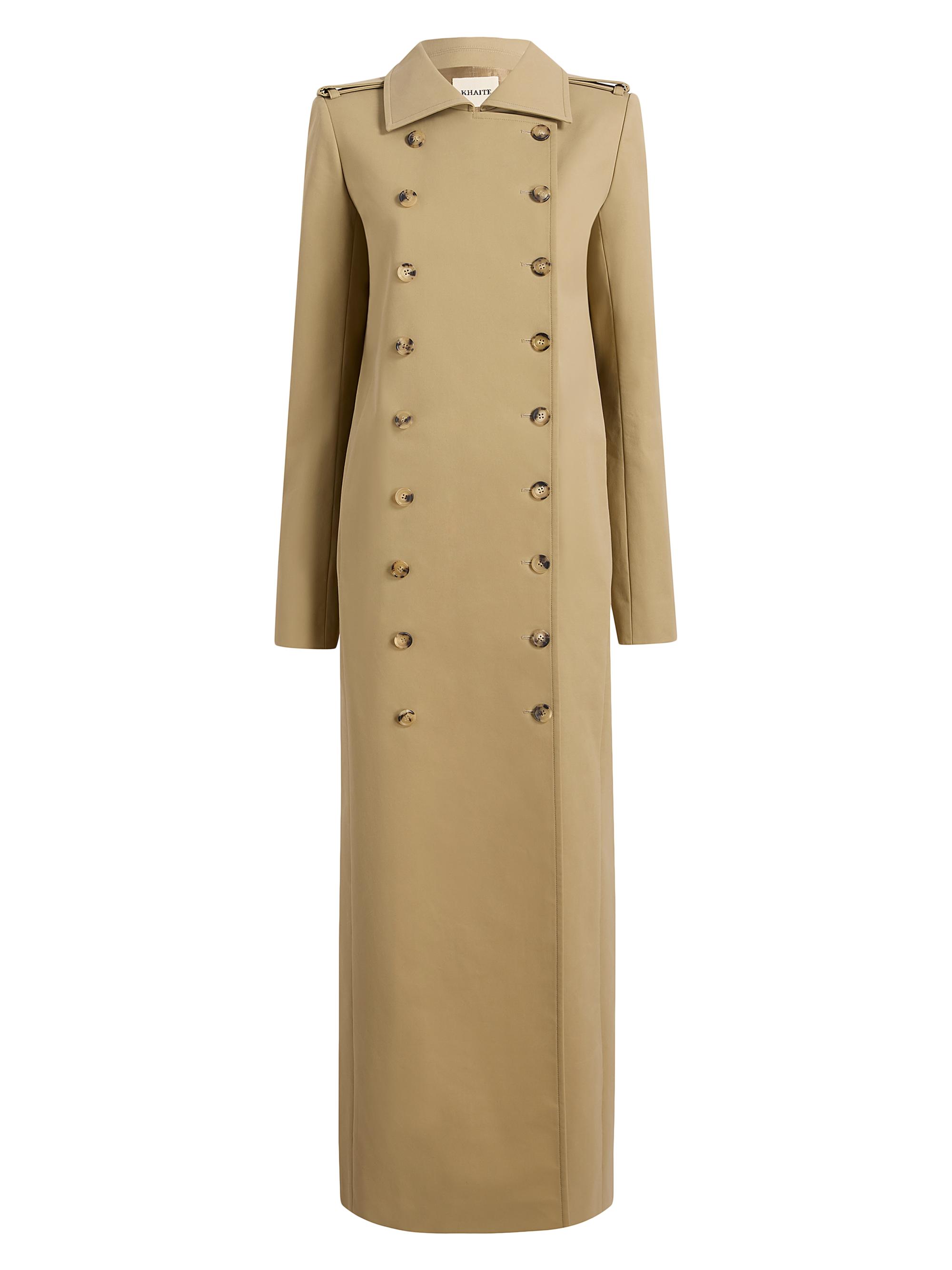 Khaite Women's Mallory Double-Breasted Long Coat - Khaki