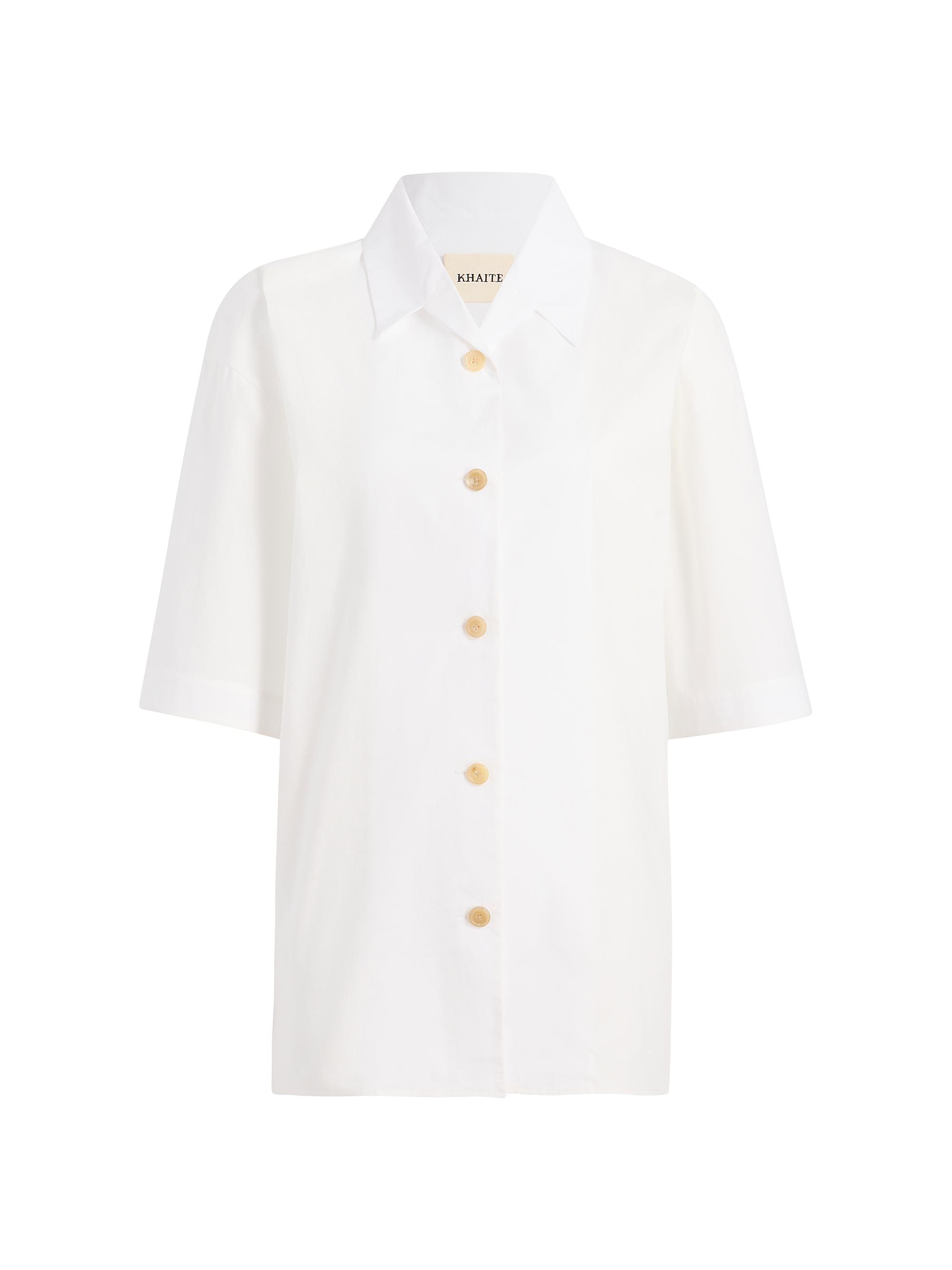 Khaite Women's Owen Cotton Button-Front Top - White