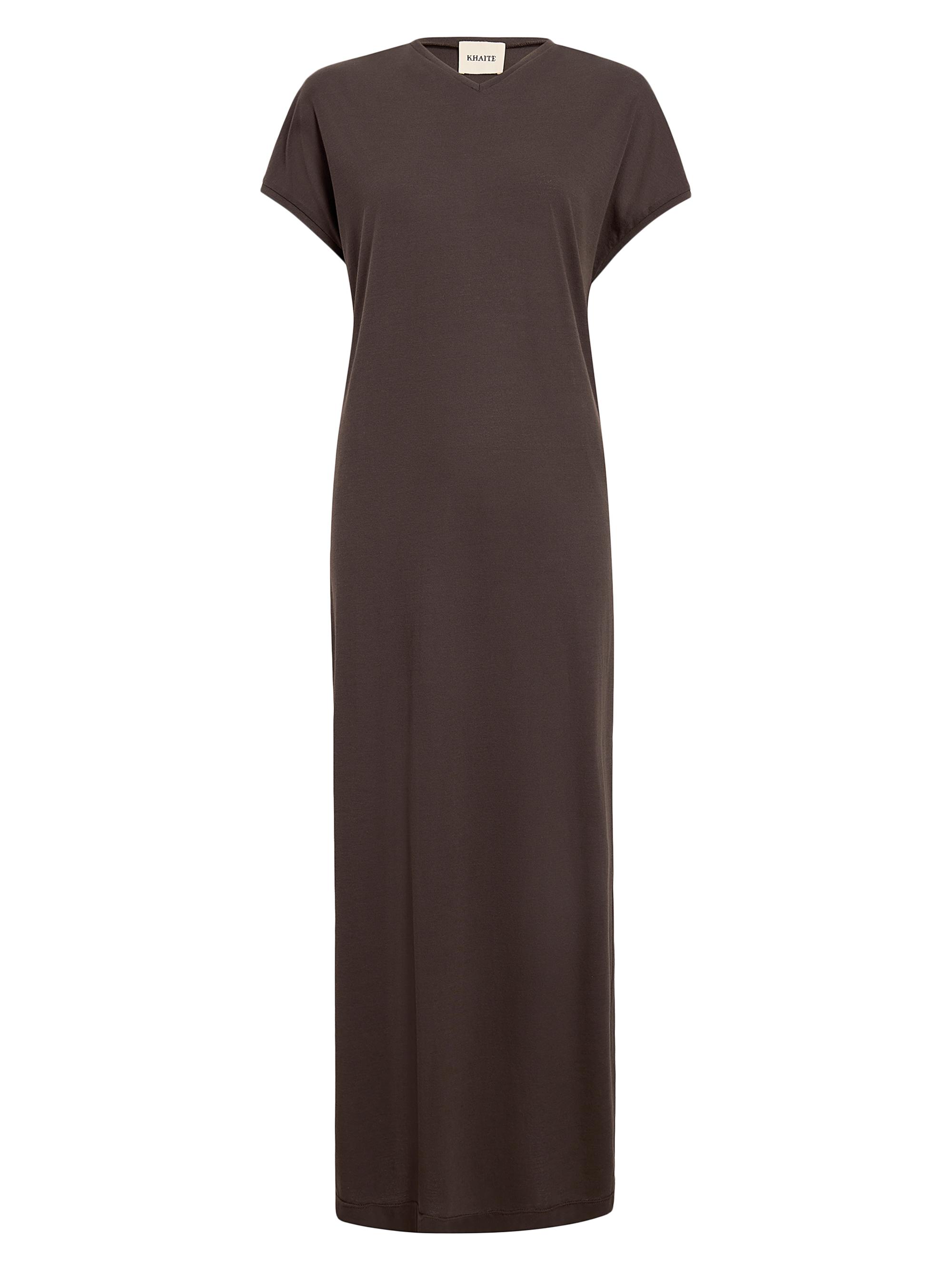Khaite Women's Verda V-Neck T-Shirt Dress - Dark Brown