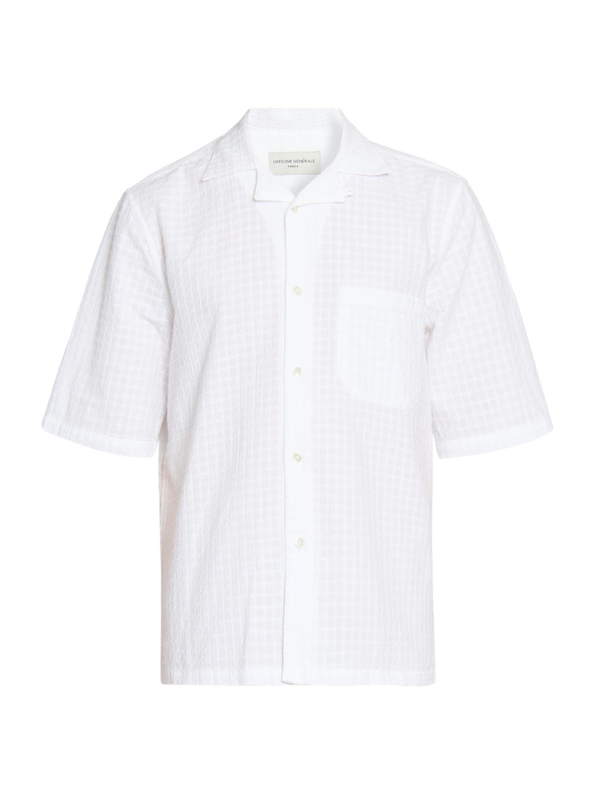 Officine Générale Men's Eren Cotton Lace Button-Front Shirt - White