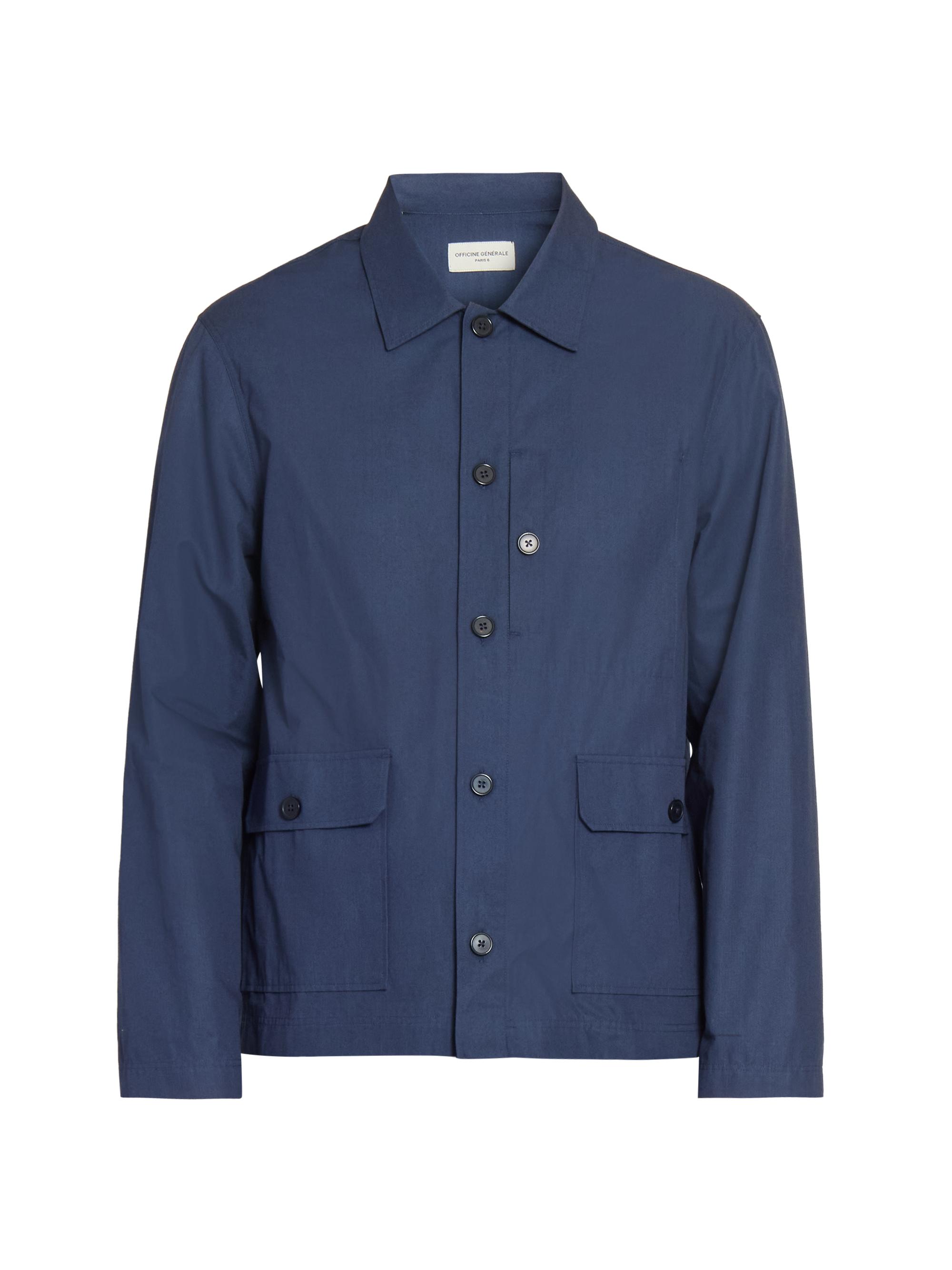 Officine Générale Men's Gibson Cotton Poplin Overshirt - Indigo