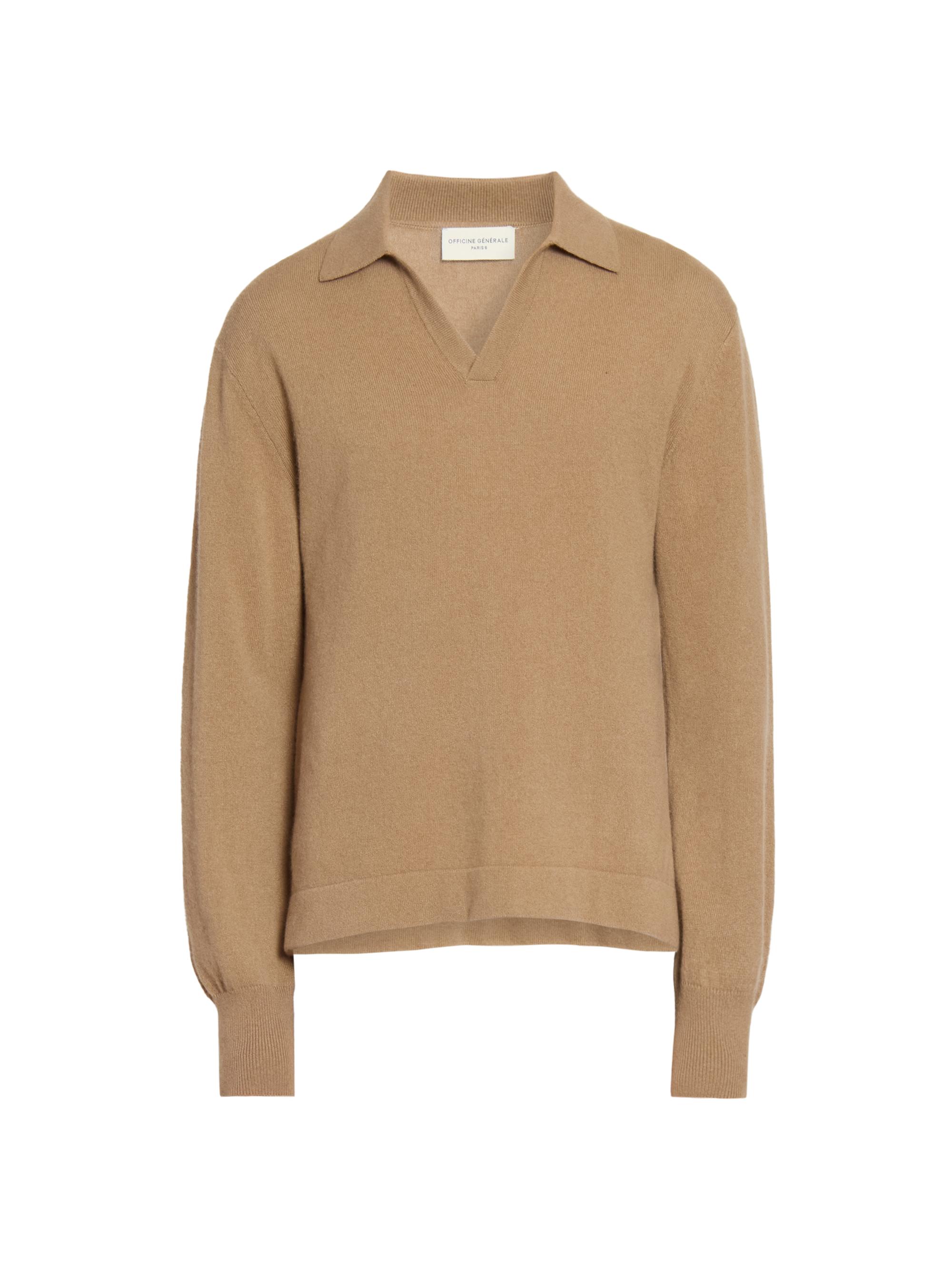 Officine Générale Men's Simone Cashmere Polo Sweater - Cigar