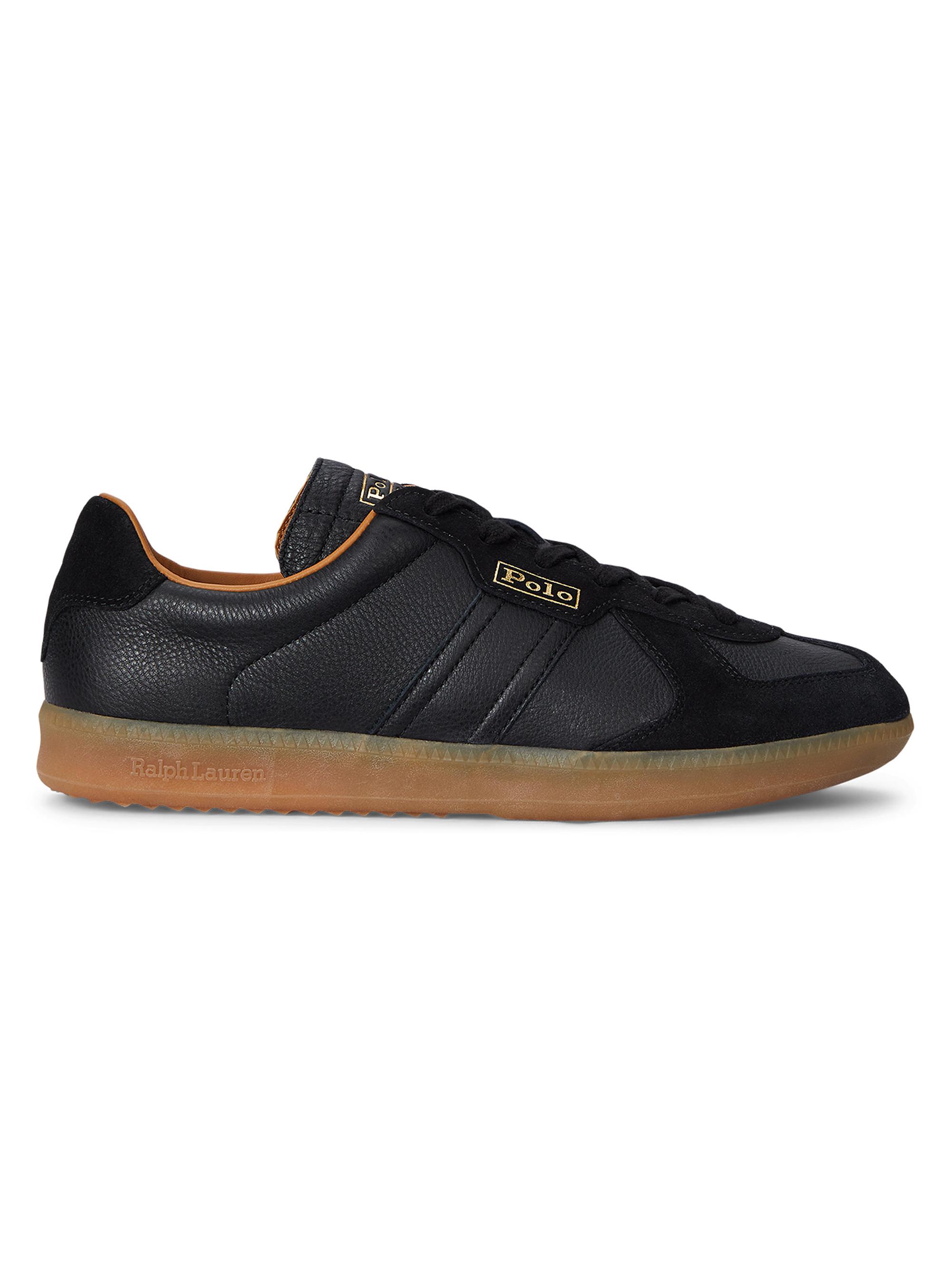 Polo Ralph Lauren Men's Field Court 100 Leather-Suede Low-Top Sneakers - Black