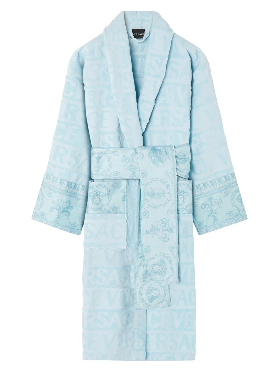 Versace Men's I Love Baroque Cotton Robe In Blue