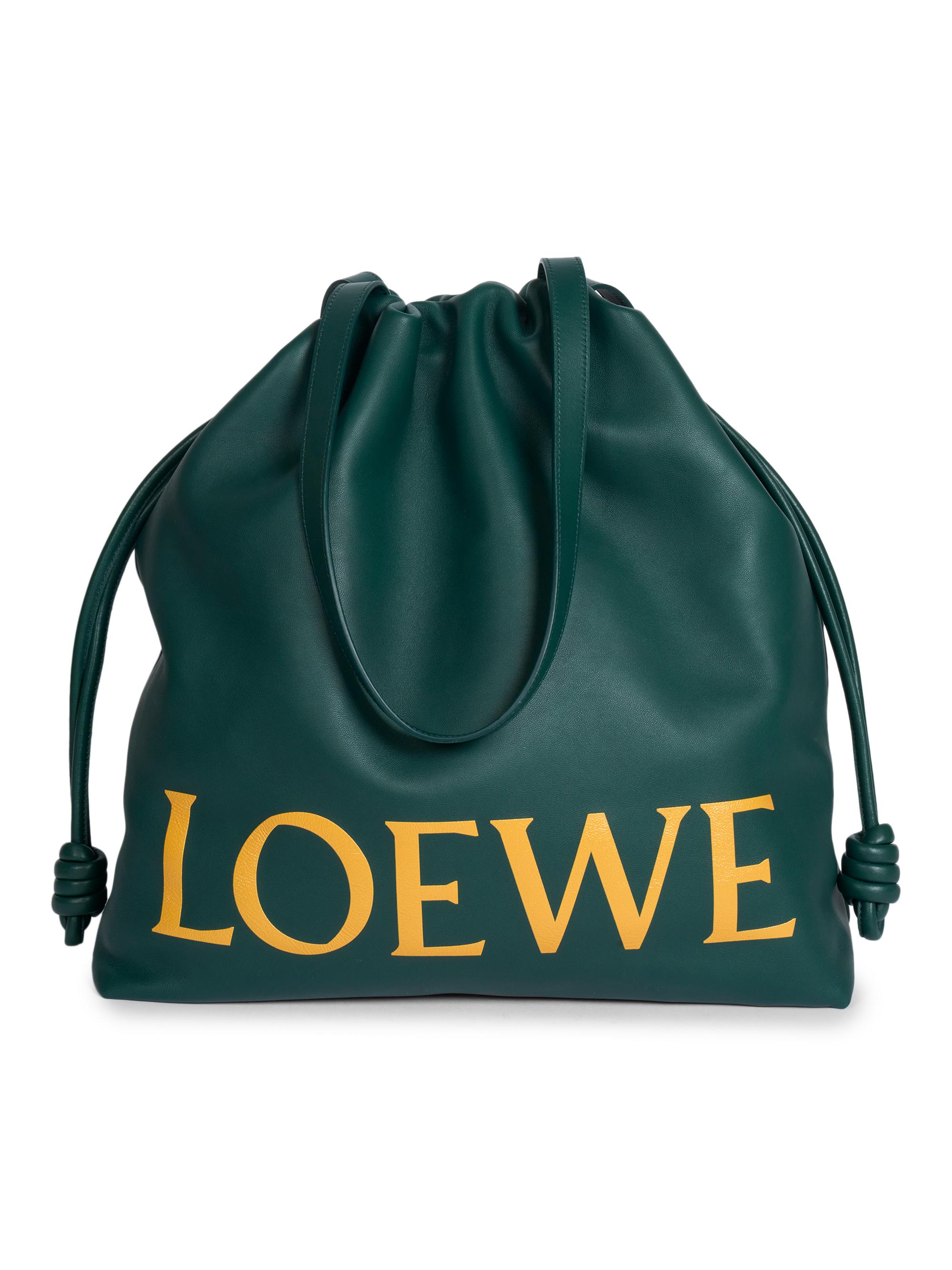 LOEWE Men's Flamenco Logo Leather Tote Bag - Evergreen