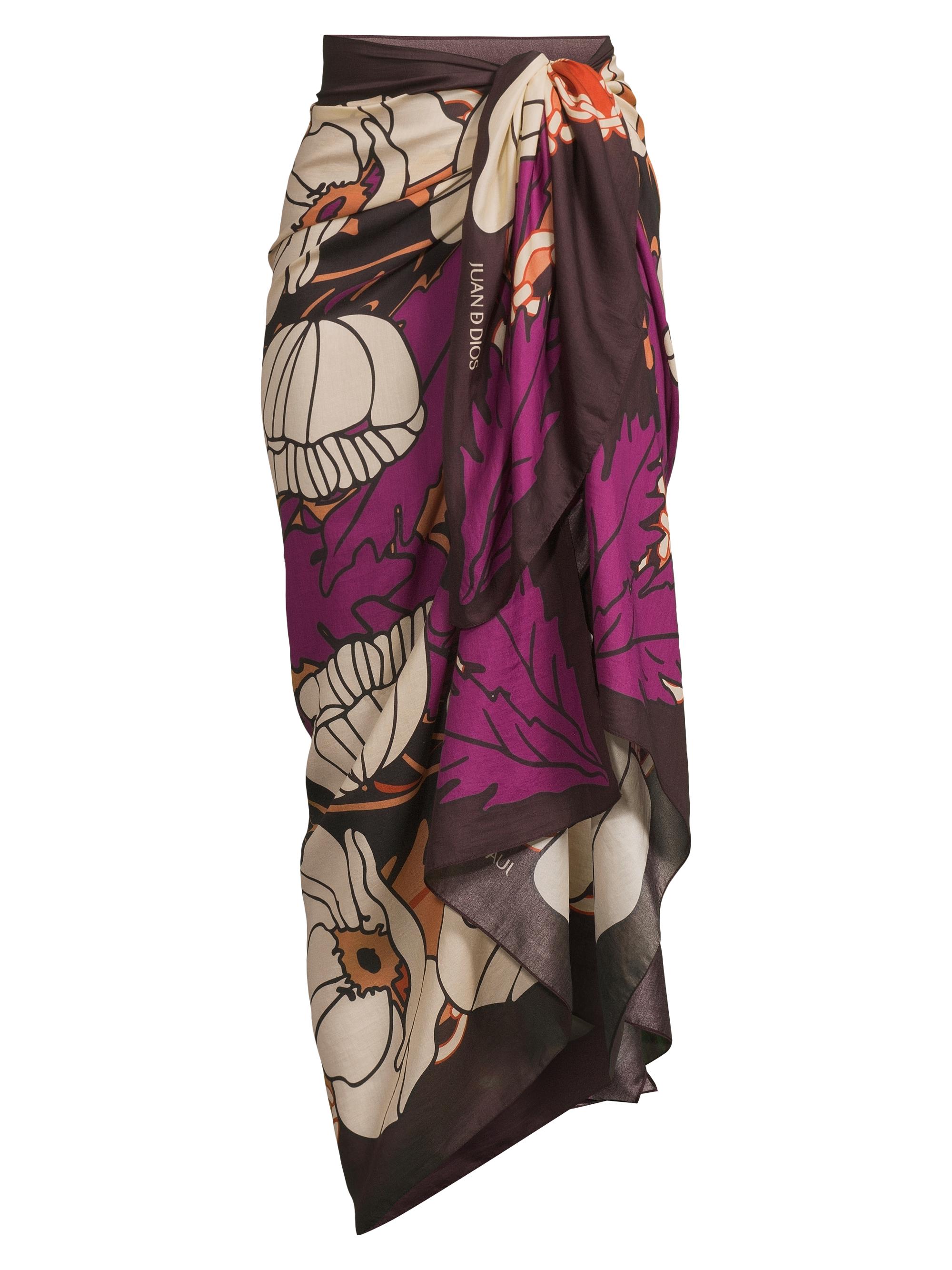 Juan de Dios Women's De La Falaise Floral Cotton-Silk Sarong - Purple