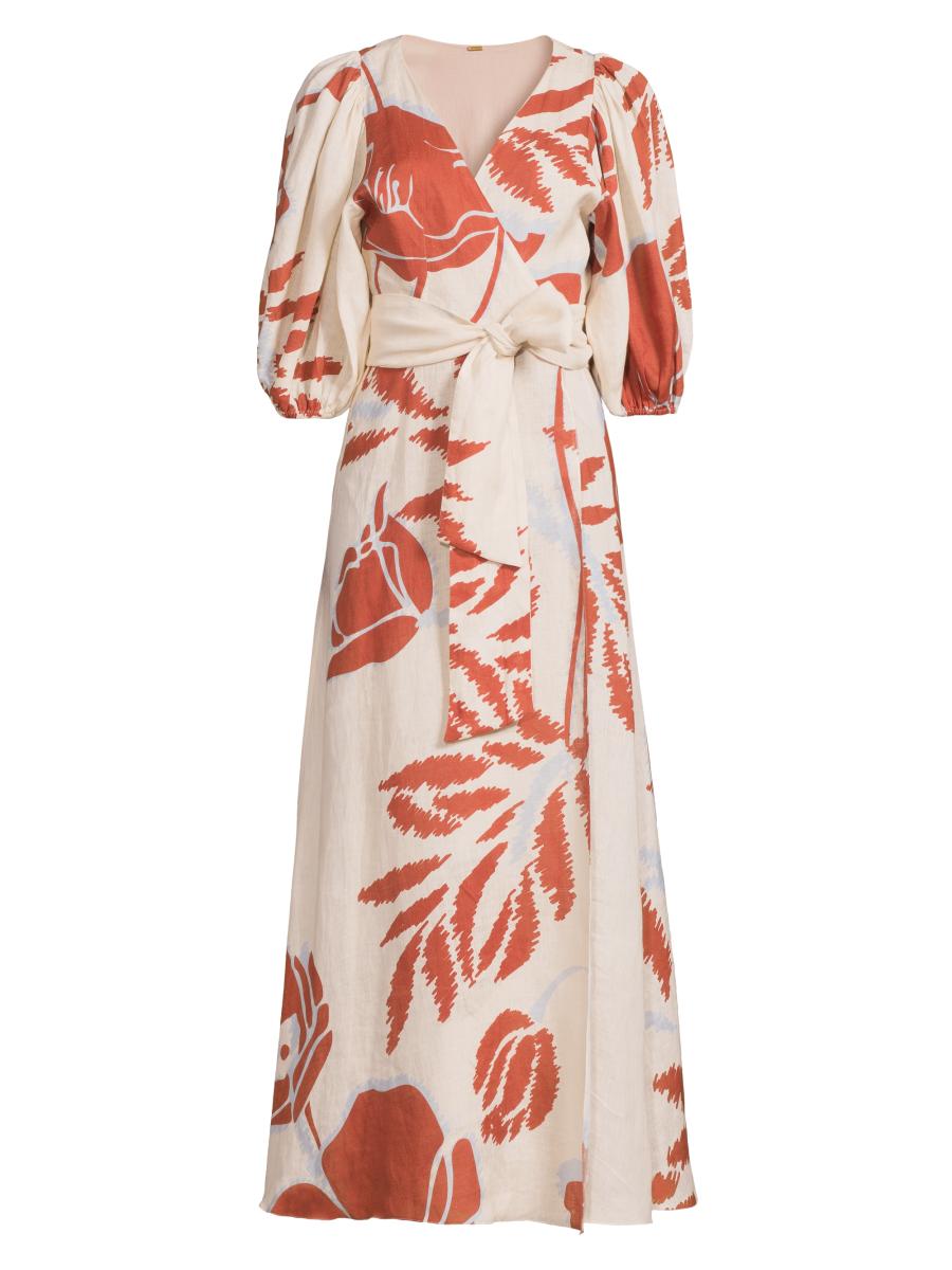 Juan de Dios Ermita Linen Wrap Midi-Dress | Saks Fifth Avenue