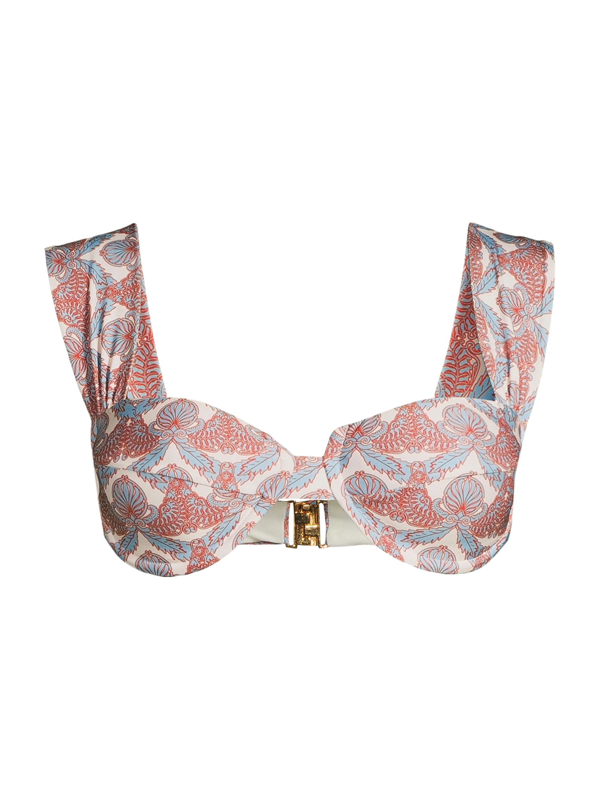 Juan de Dios Women's Sabina Printed Bikini Top - Sky Blue Ornaments