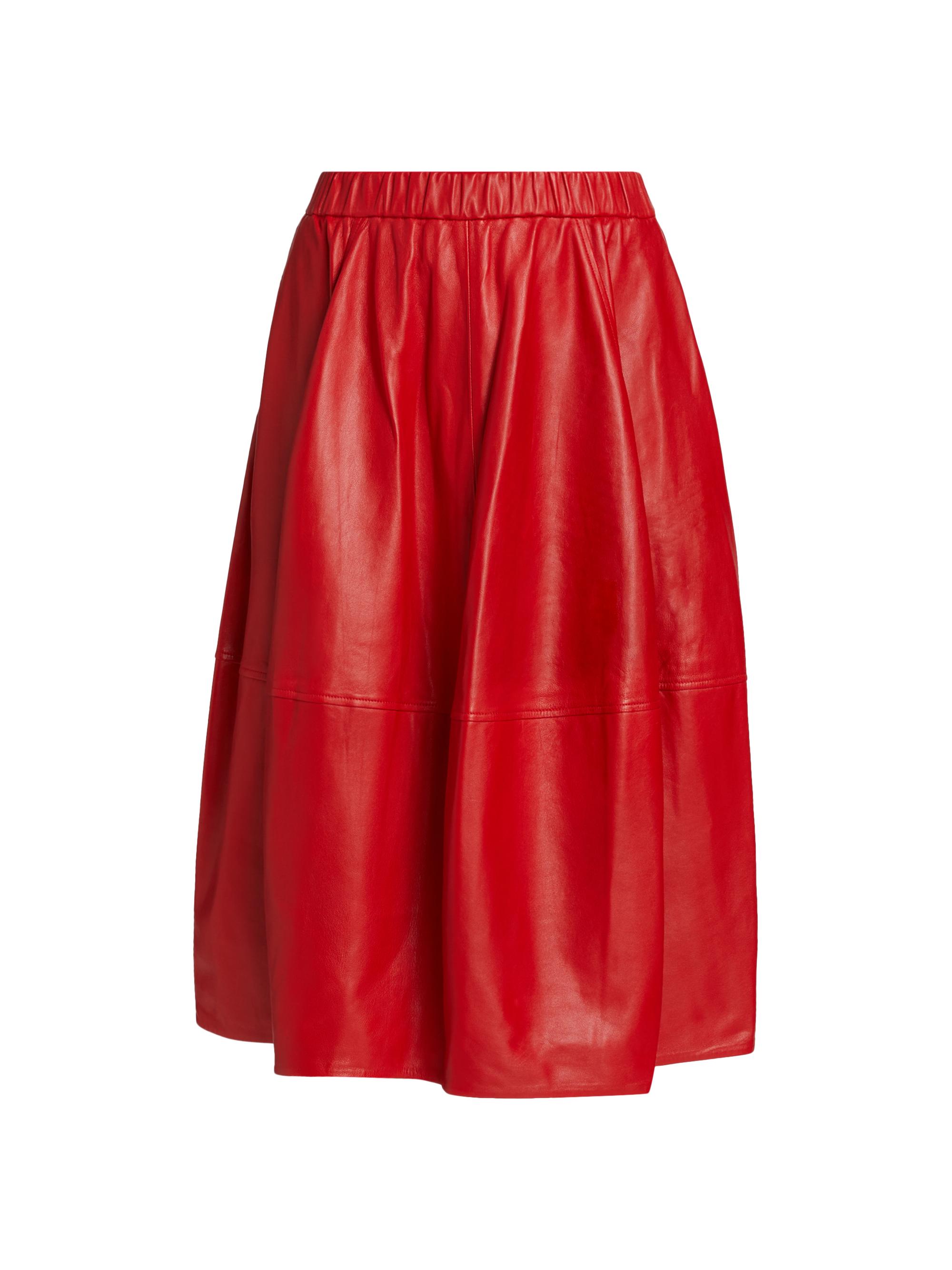 Co Women's Leather Bubble Skirt - Red