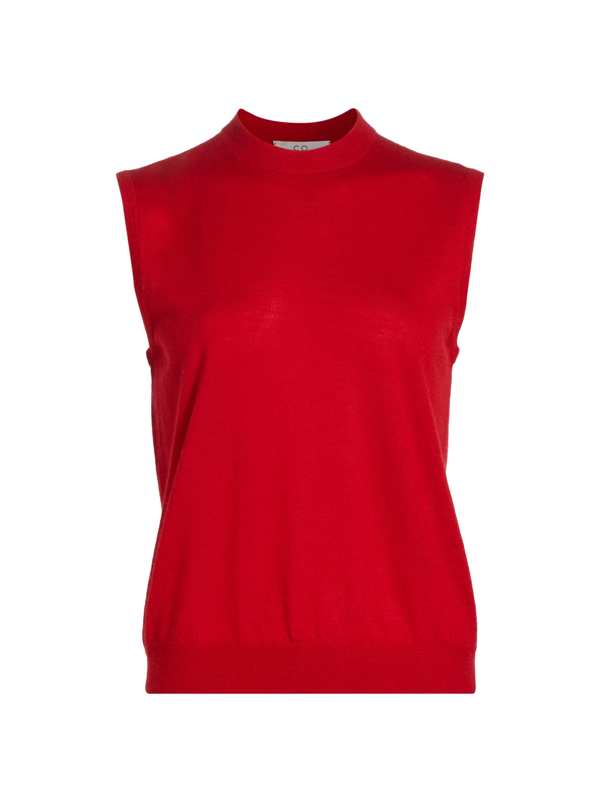 Co Women's Cashmere Crewneck Tank Sweater - Red