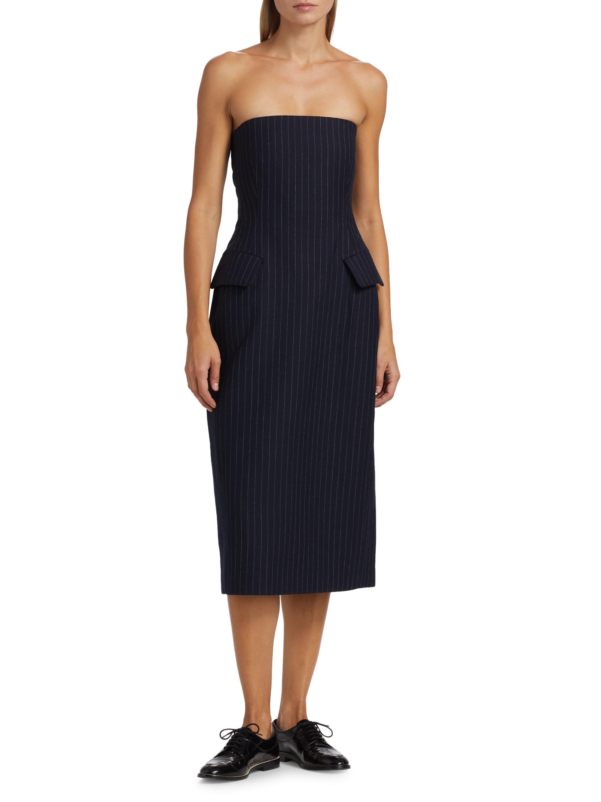 Co Pinstriped Tailored Bustier Dress | Saks Fifth Avenue