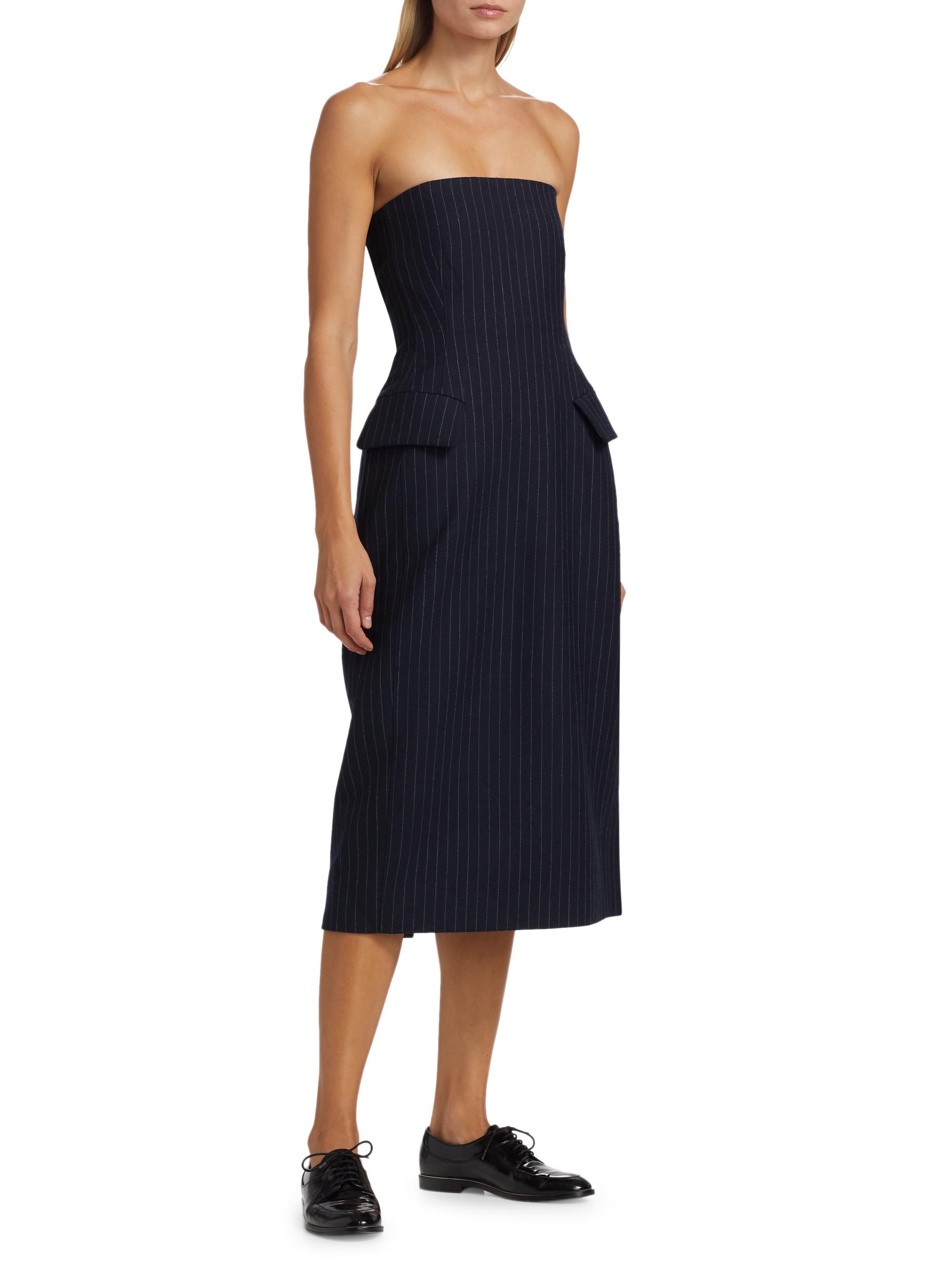Co Pinstriped Tailored Bustier Dress | Saks Fifth Avenue