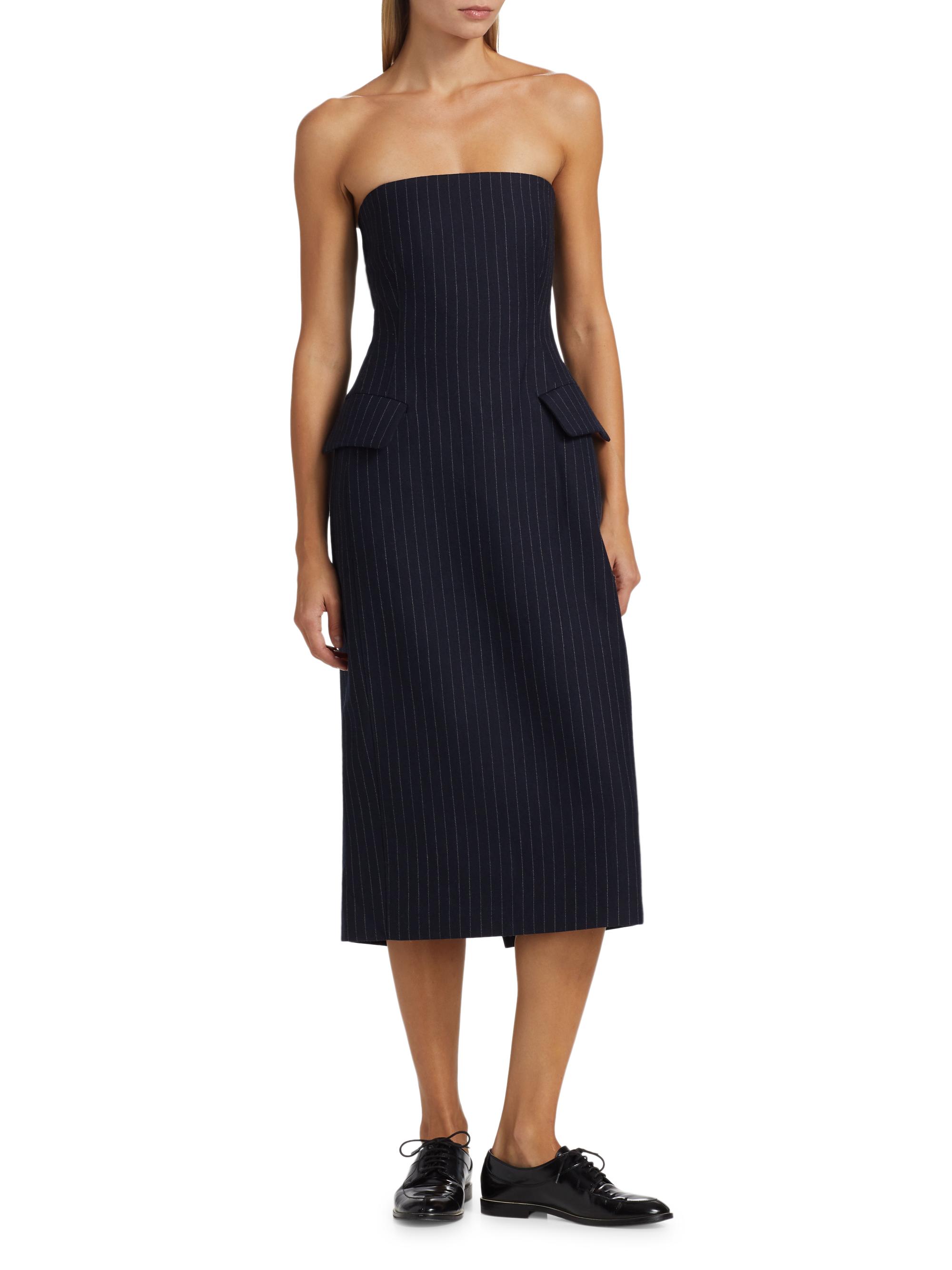 Co Pinstriped Tailored Bustier Dress | Saks Fifth Avenue