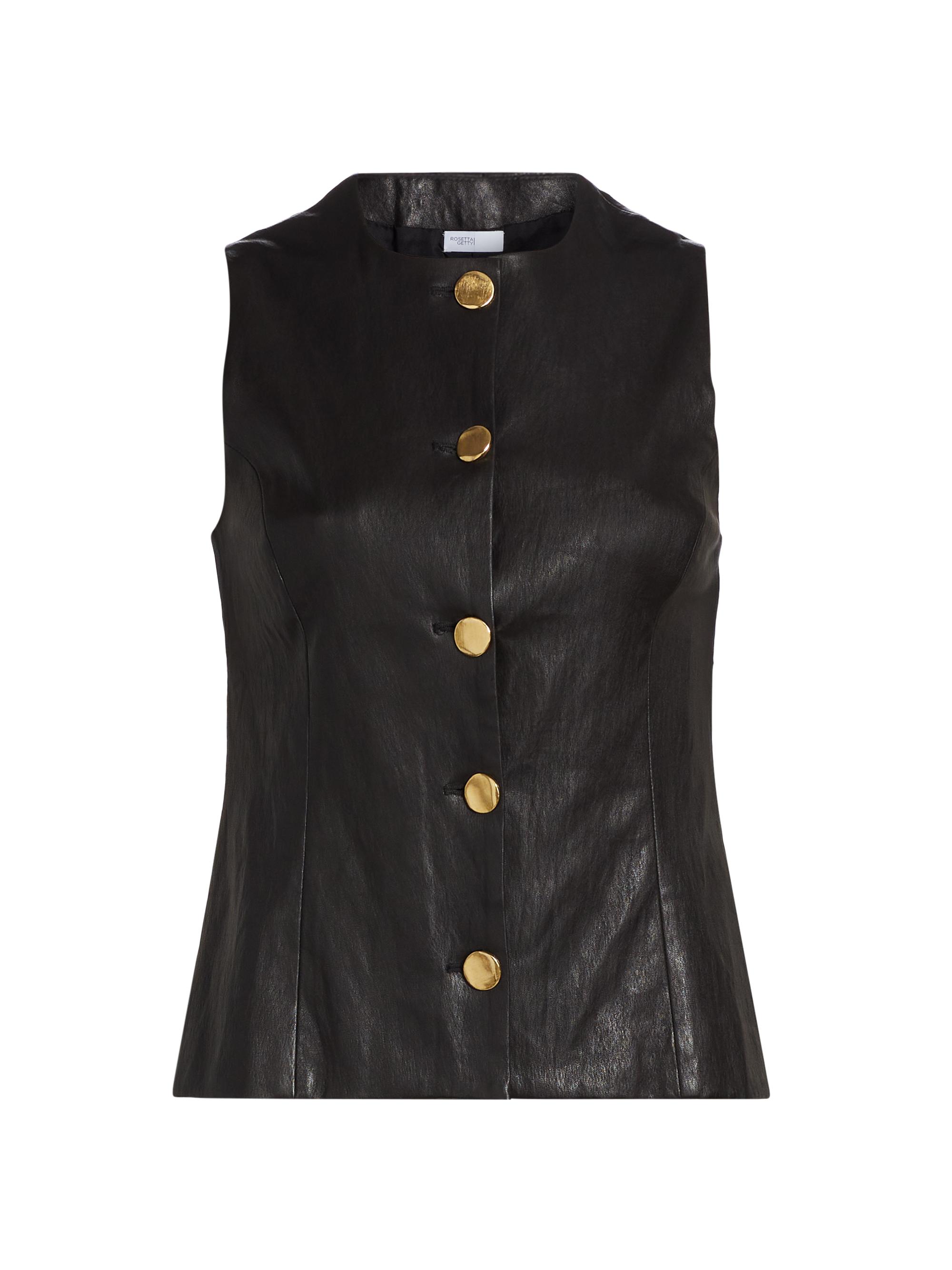 Rosetta Getty Women's Stretch Pongé Button-Front Top - Black