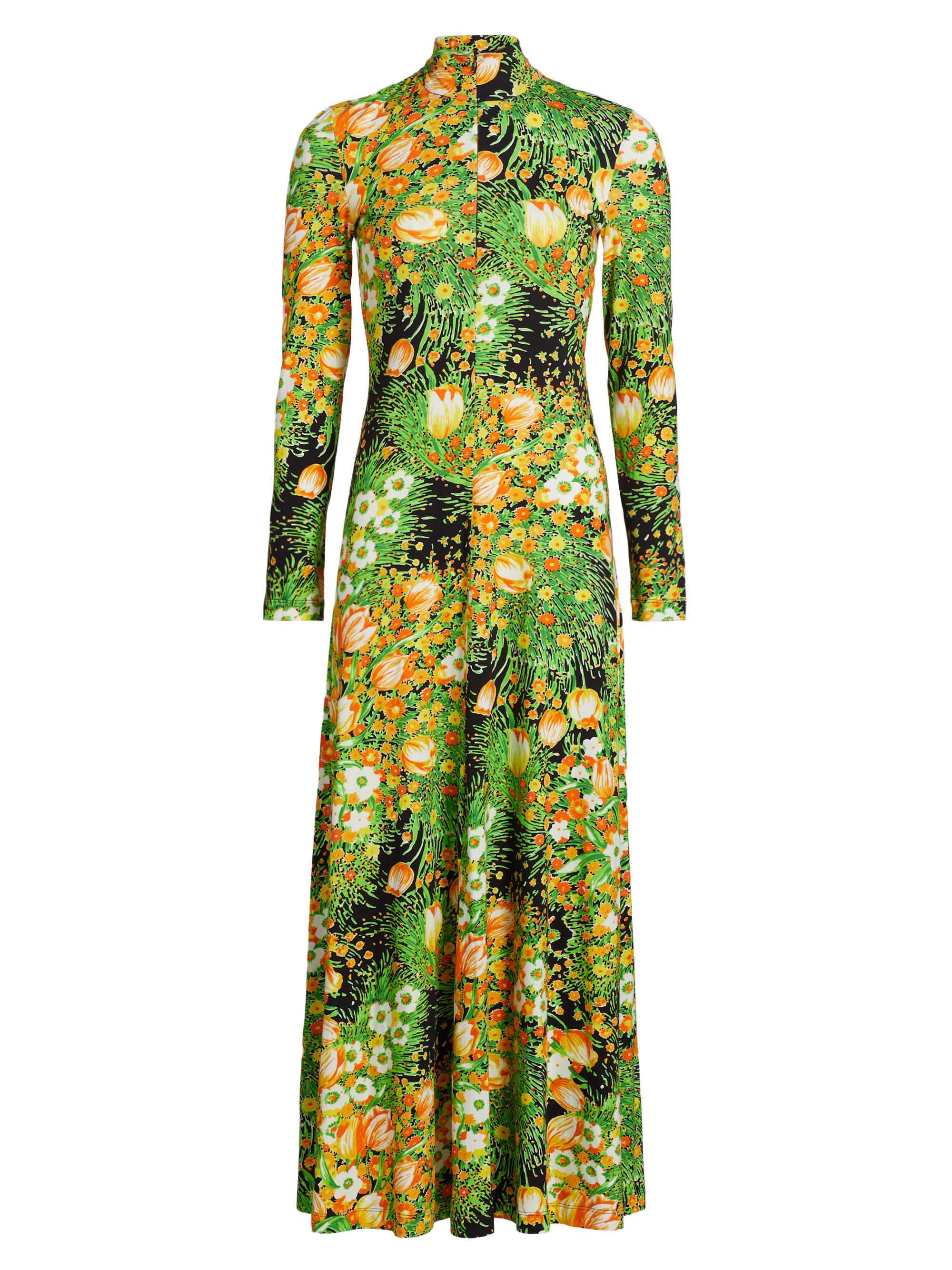 Rosetta Getty Women's Garden Florals Turtleneck Maxi-Dress - Black Multi