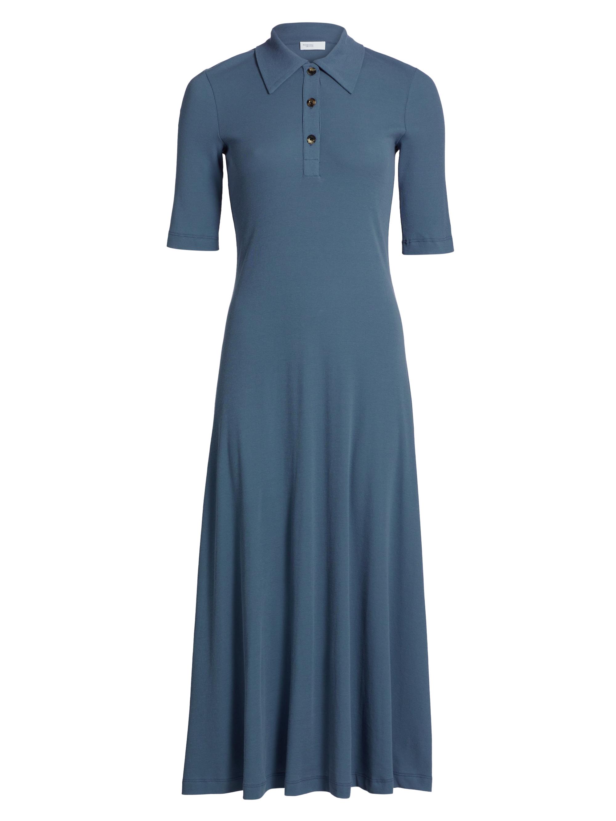 Rosetta Getty Women's Ribbed Cotton Polo Maxi Dress - Vintage Blue