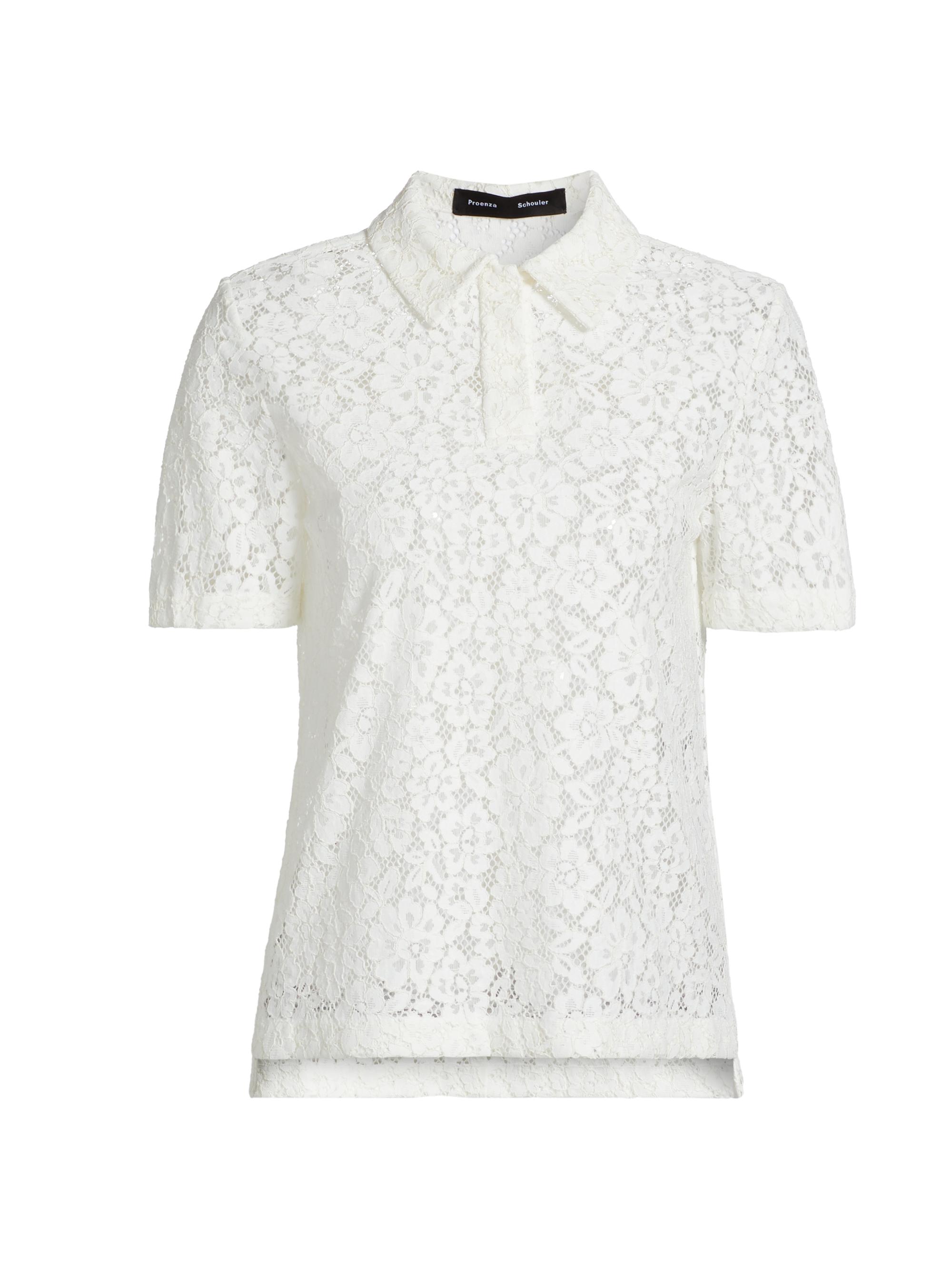 Proenza Schouler Women's Kennedy Stretch Lace Polo Shirt - Off White