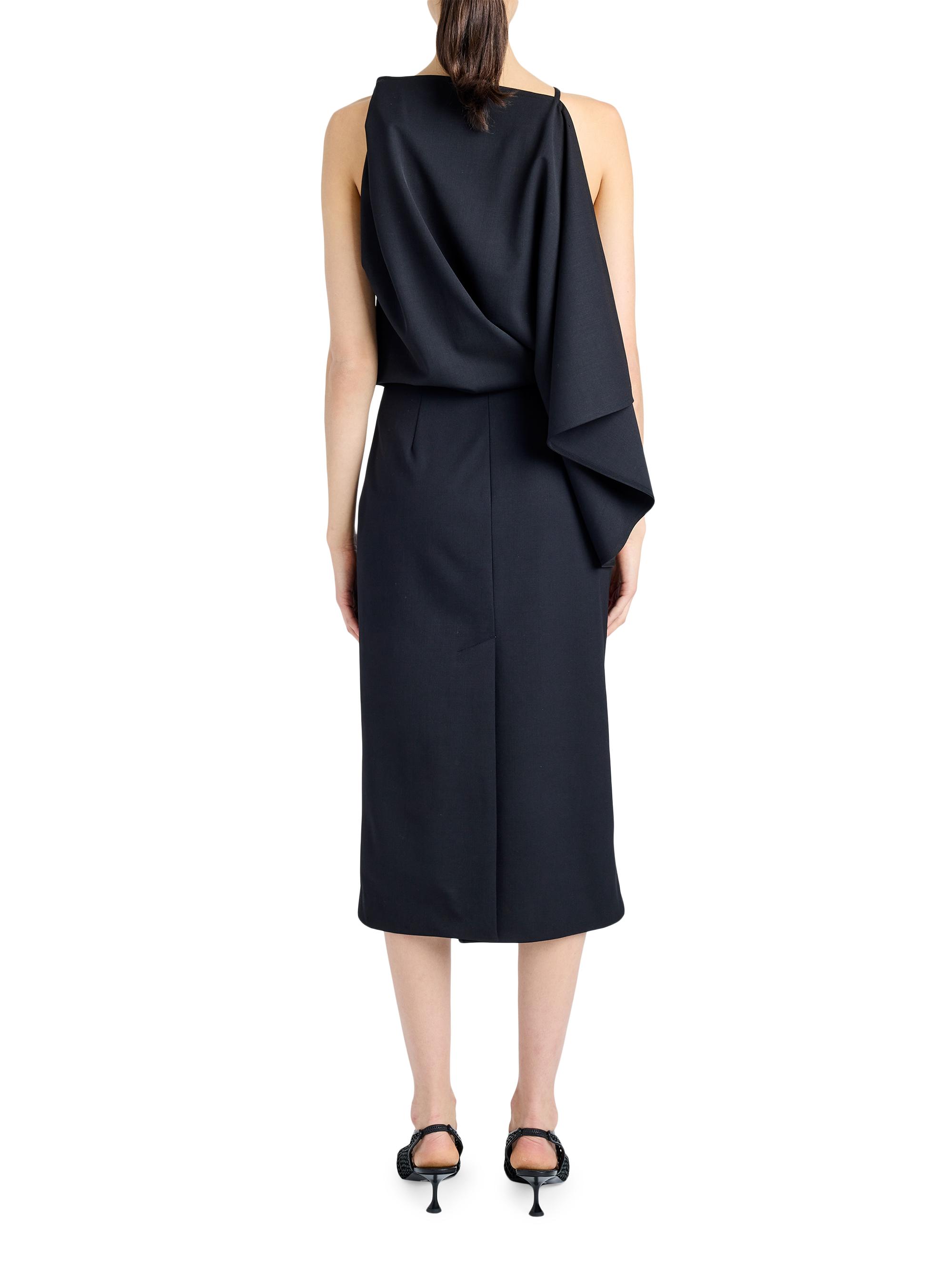proenza schouler asymmetric wool blend dress Paula Dress in Sheer Crepe Jersey Black