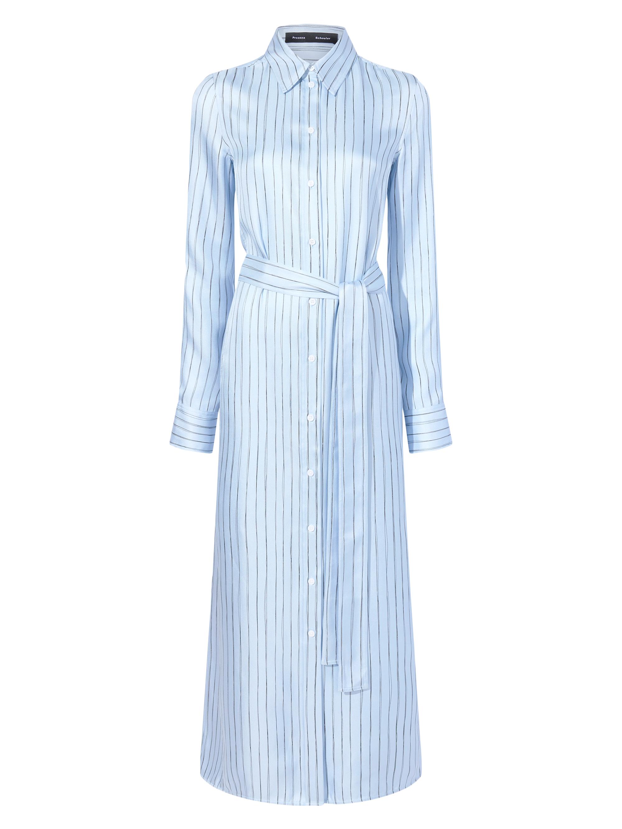Proenza Schouler Women's Hannah Stripe Silk Twill Shirtdress - Pale Blue Multi