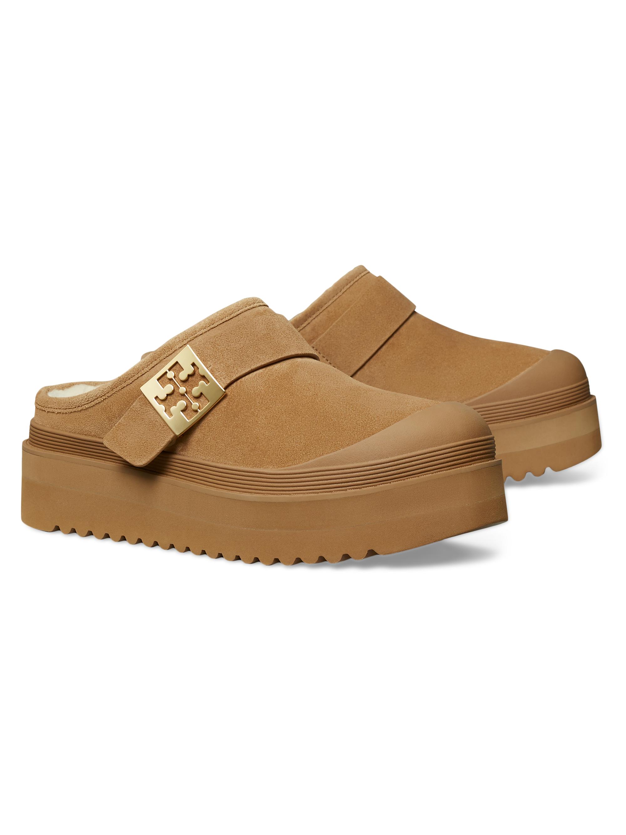 Tory Burch Mellow Shearling-Trimmed Suede Mules | Saks Fifth Avenue