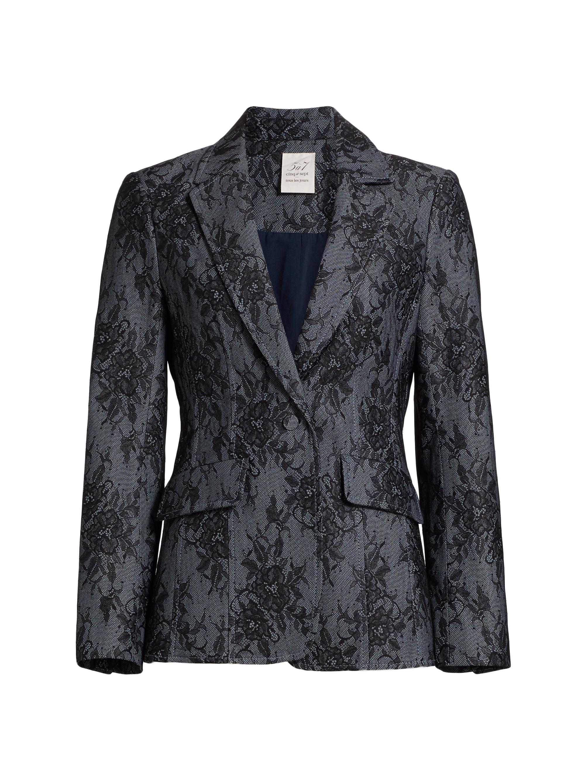 CINQ A SEPT Women's Sallie Floral Lace Blazer - Light Indigo Black