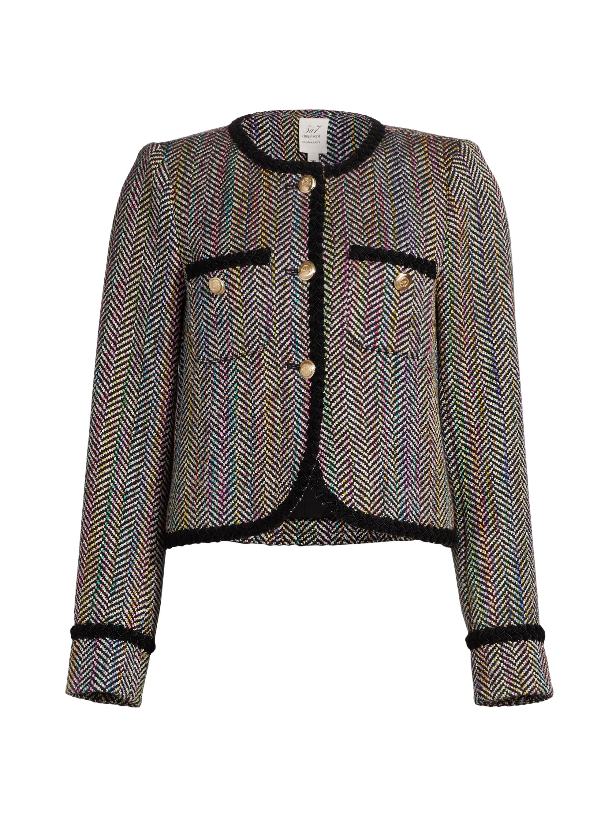 CINQ A SEPT Women's Mika Zanda Tweed Jacket - Black Multi