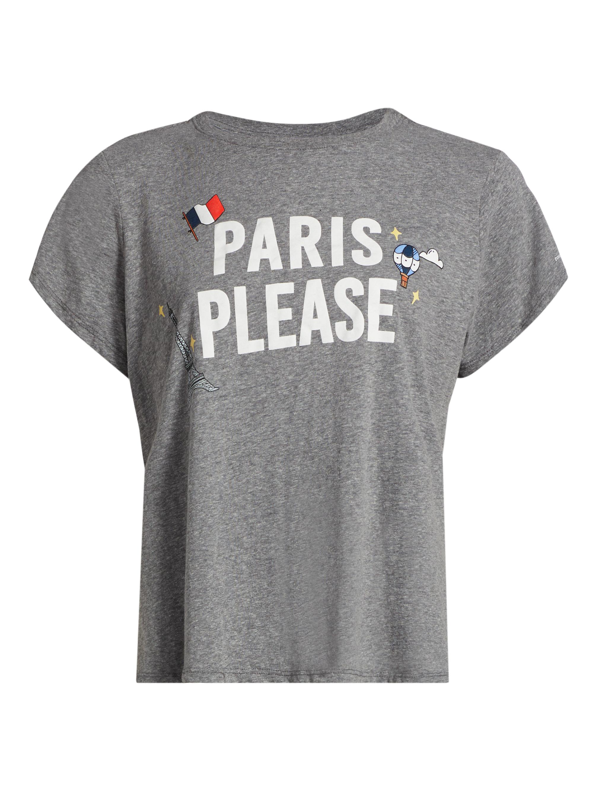 CINQ A SEPT Women's Paris Please Cotton-Blend Crewneck T-Shirt - Heather Grey White