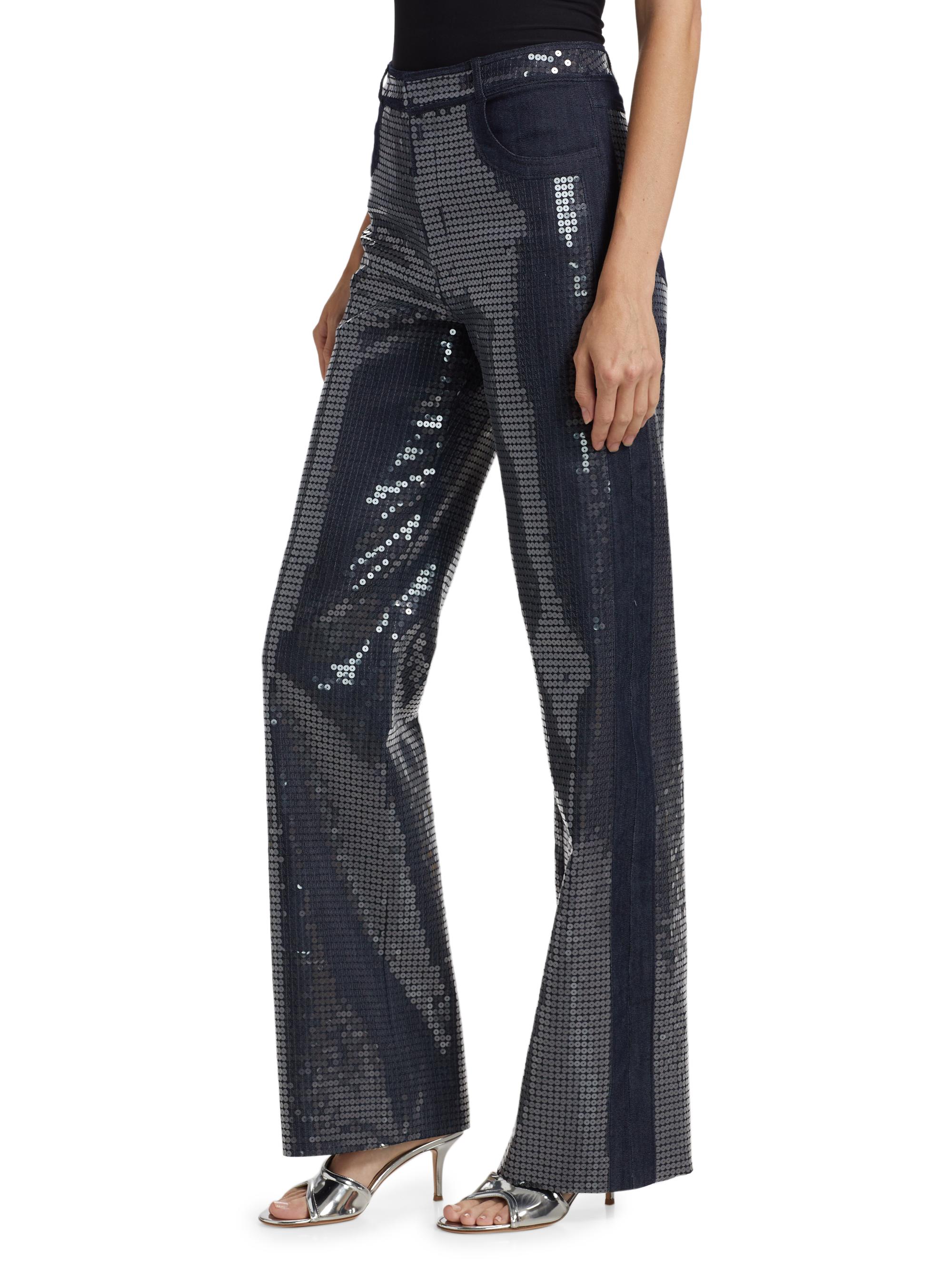 Cinq à Sept Kayle Sequined Denim Straight Pants | Saks Fifth Avenue