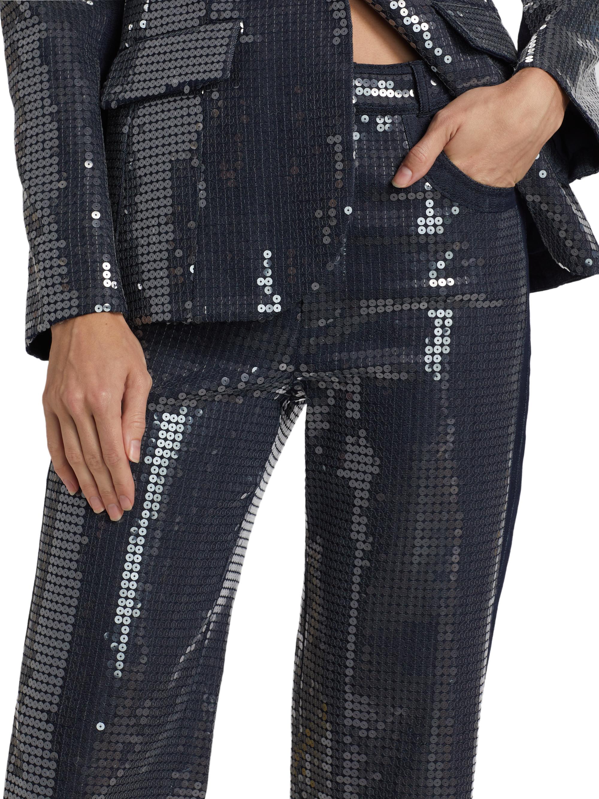 Cinq à Sept Kayle Sequined Denim Straight Pants | Saks Fifth Avenue