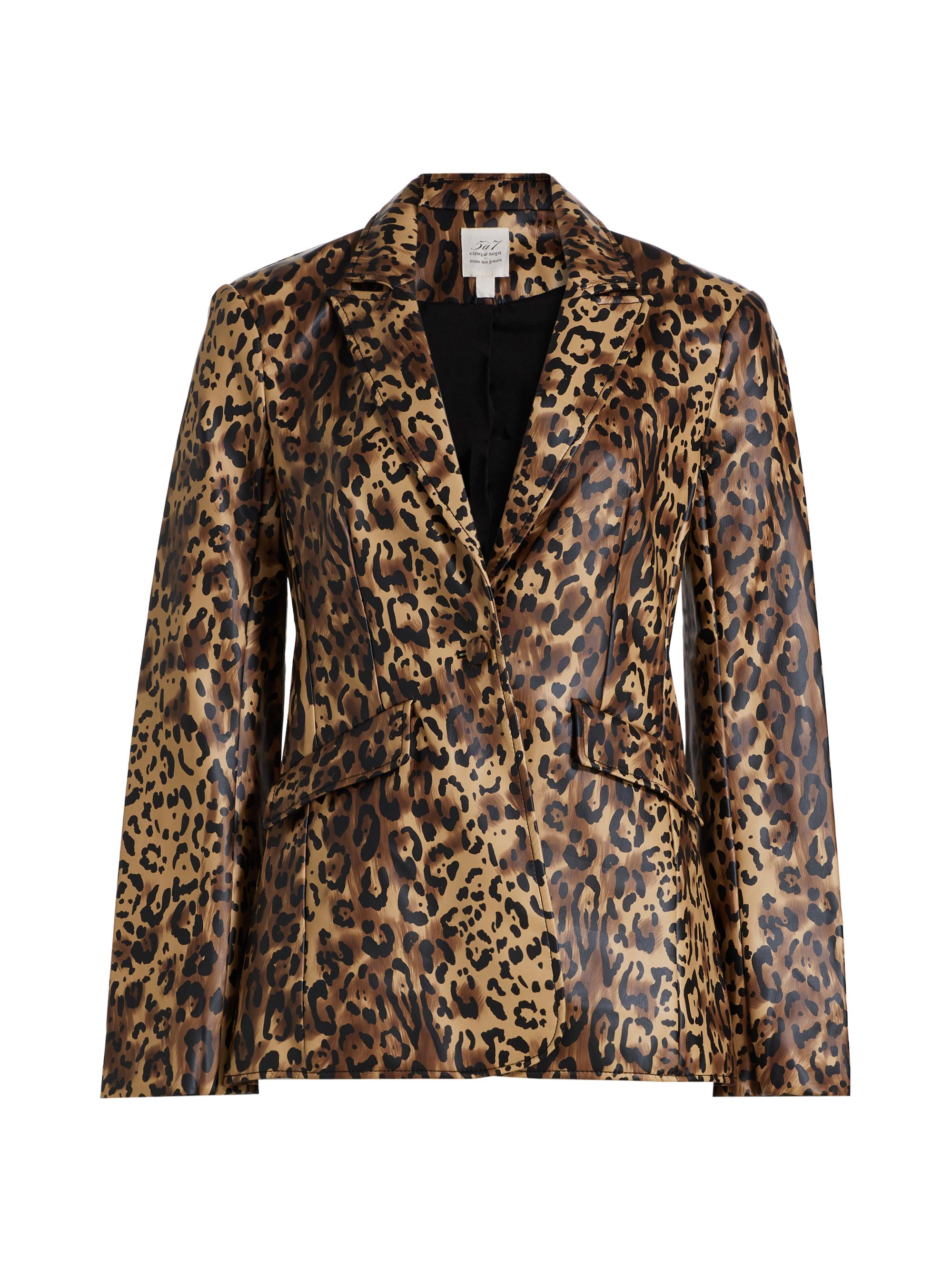 Theory Two-Button Tailored Leopard Wool Blazer | Saks Fifth Avenue