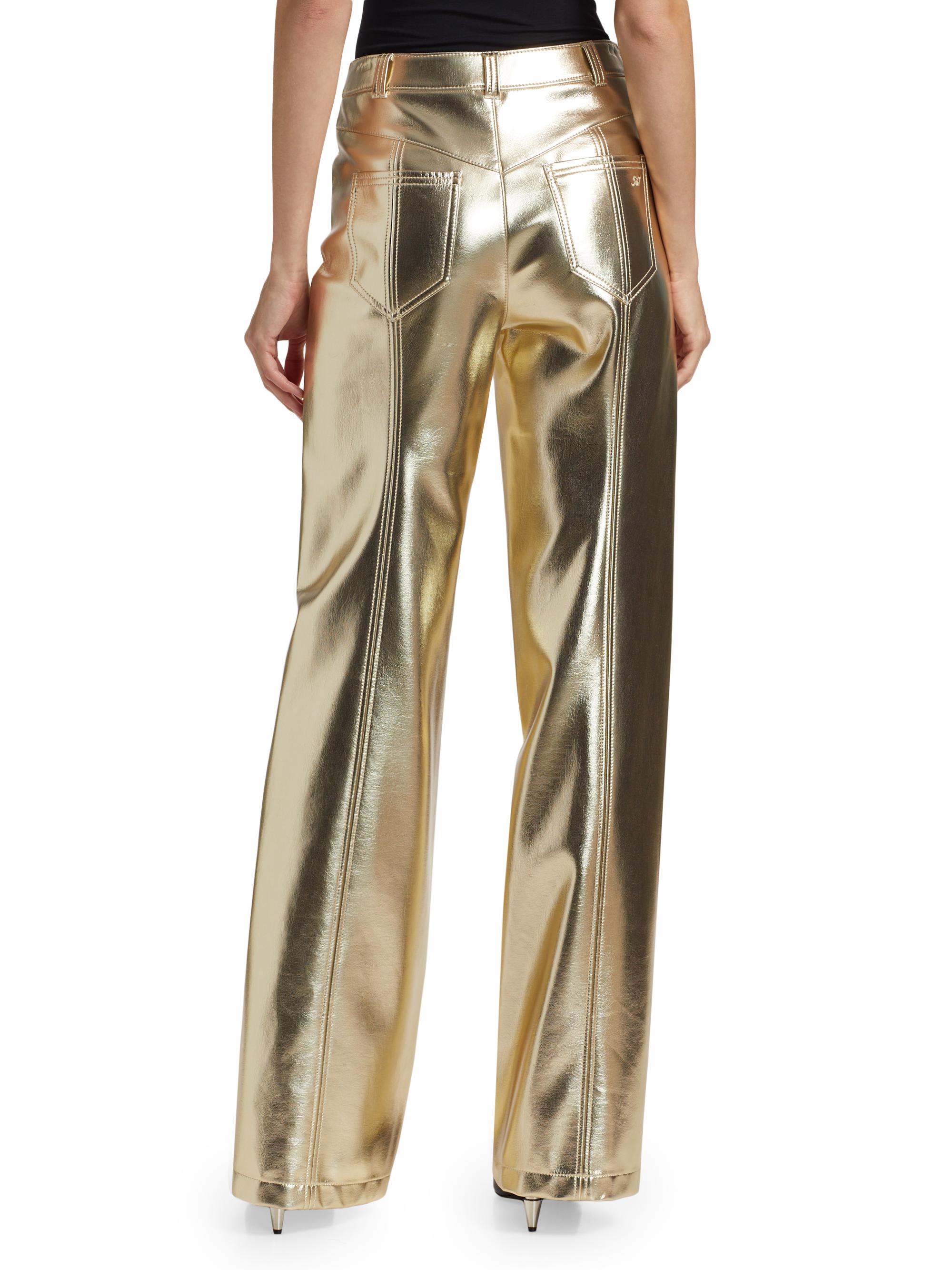 Cinq à Sept Francine Metallic Faux Leather Straight-Leg Pants
