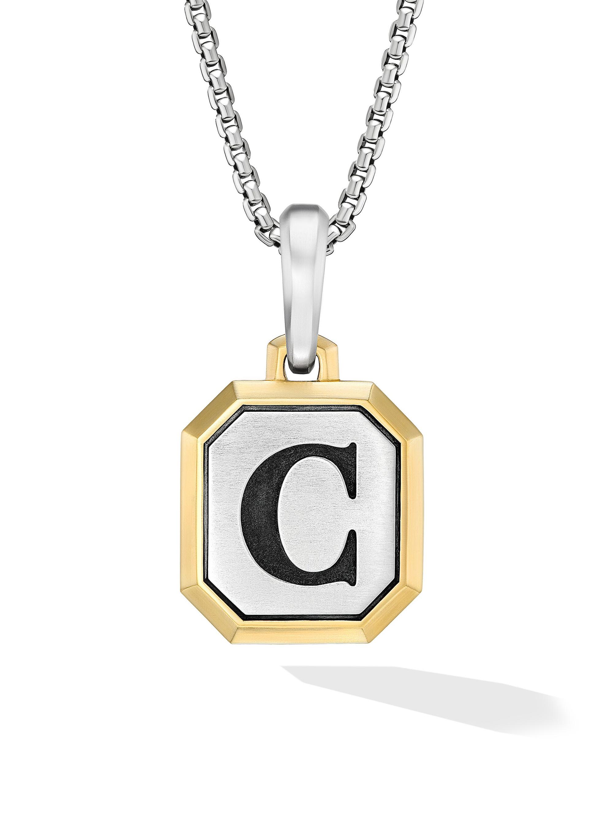 David Yurman Men's Initial Amulet in Sterling Silver - C Silver