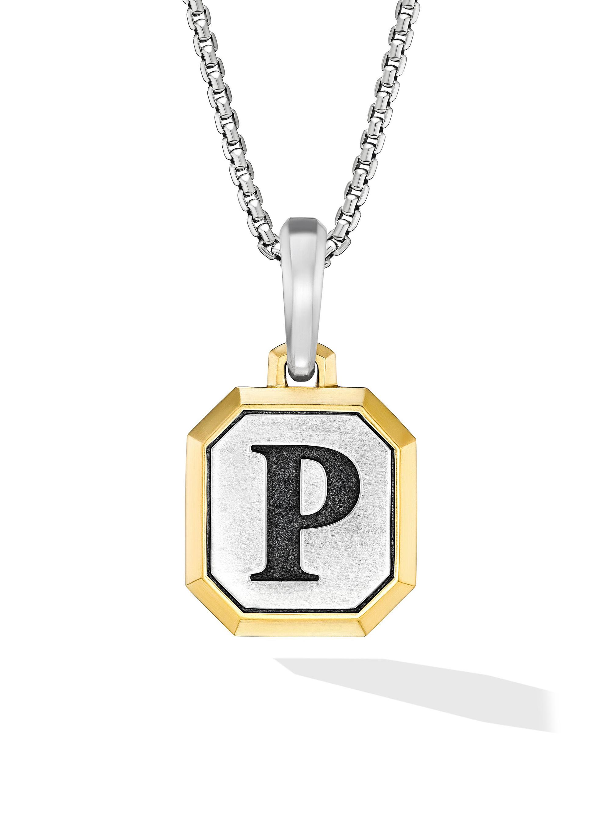 David Yurman Men's Initial Amulet in Sterling Silver - P Silver