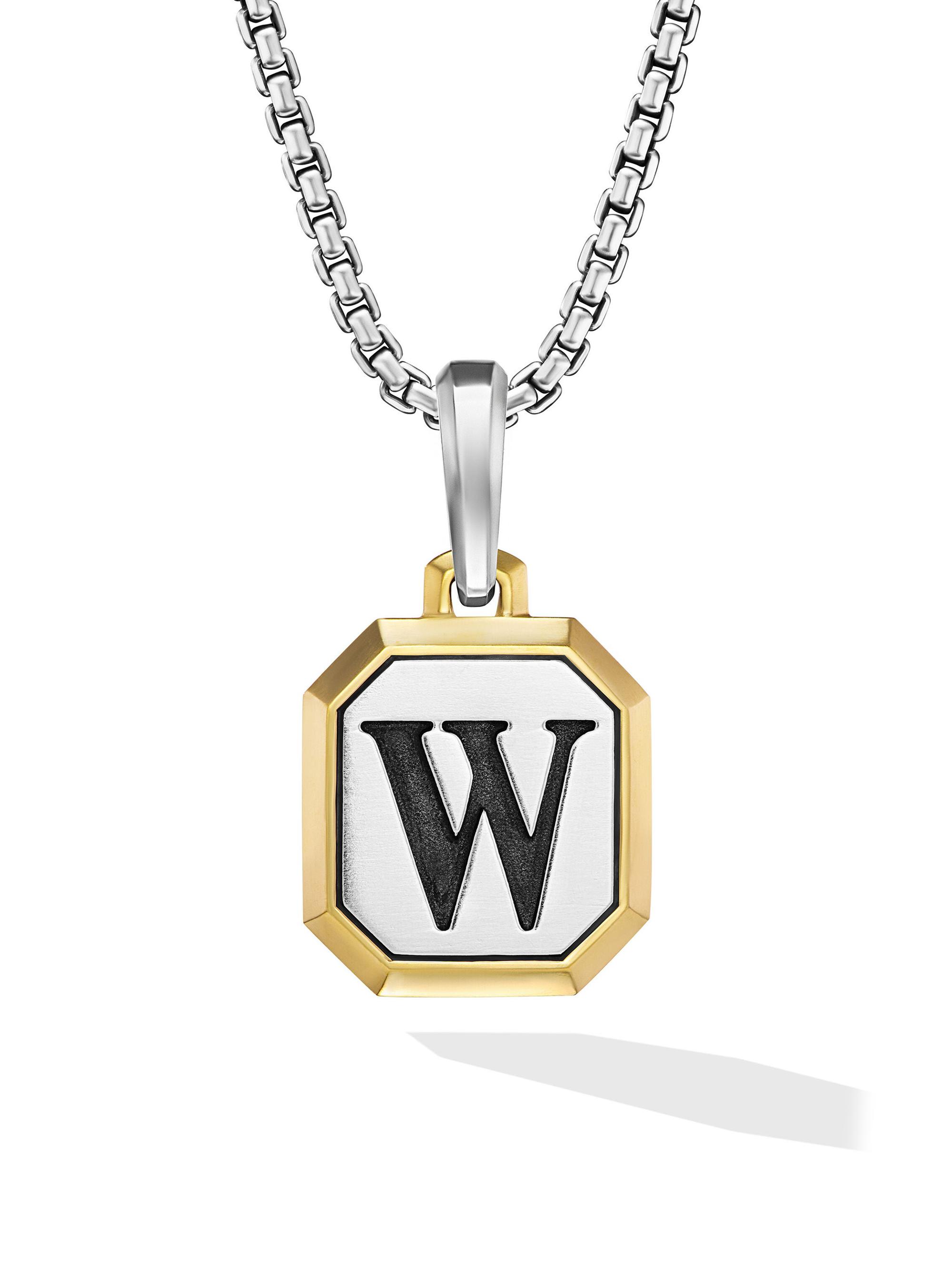 David Yurman Men's Initial Amulet in Sterling Silver - W Silver