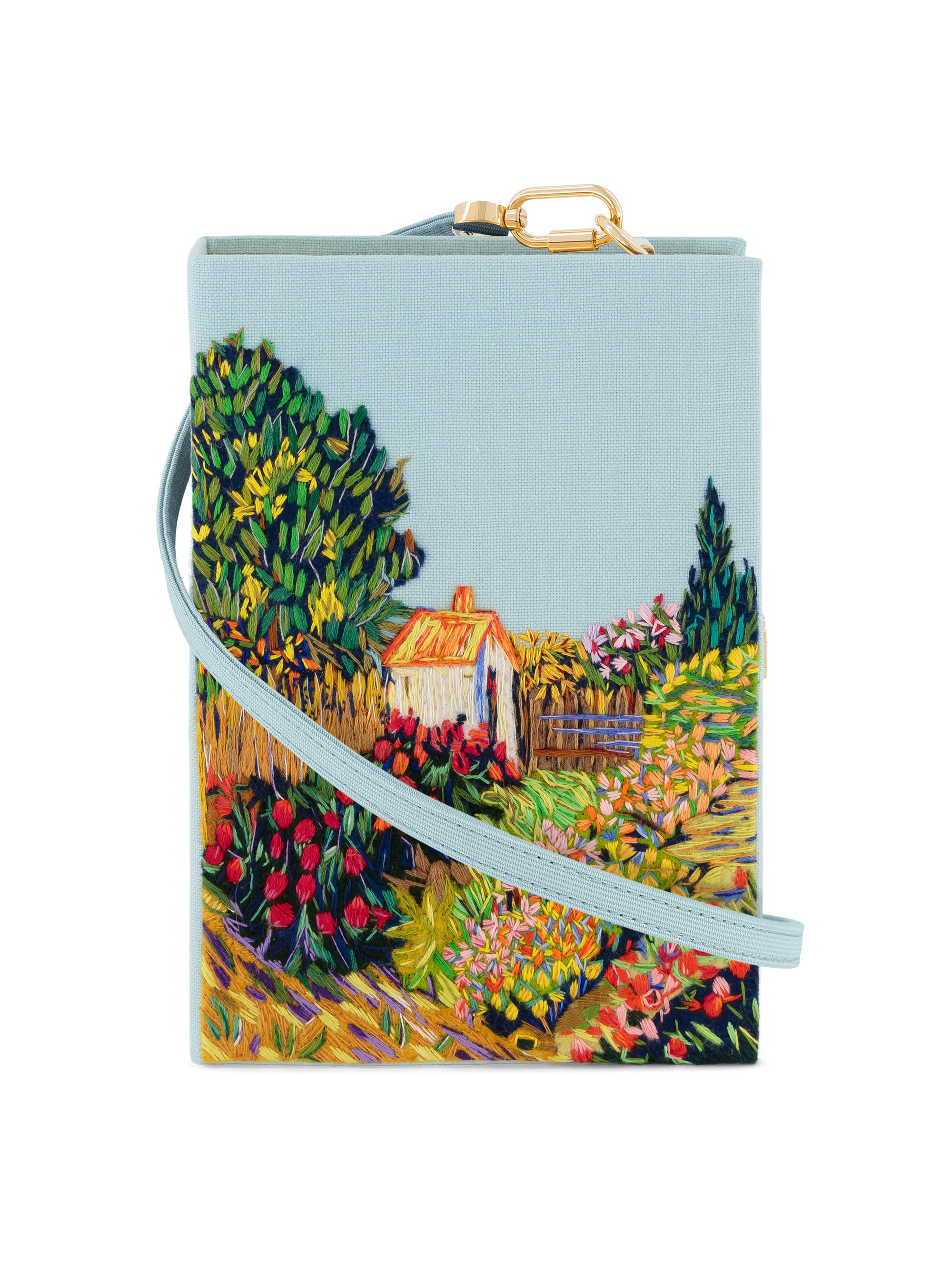 Olympia Le Tan Women's Van Gogh Landscape Embroidered Book Clutch - Aqua