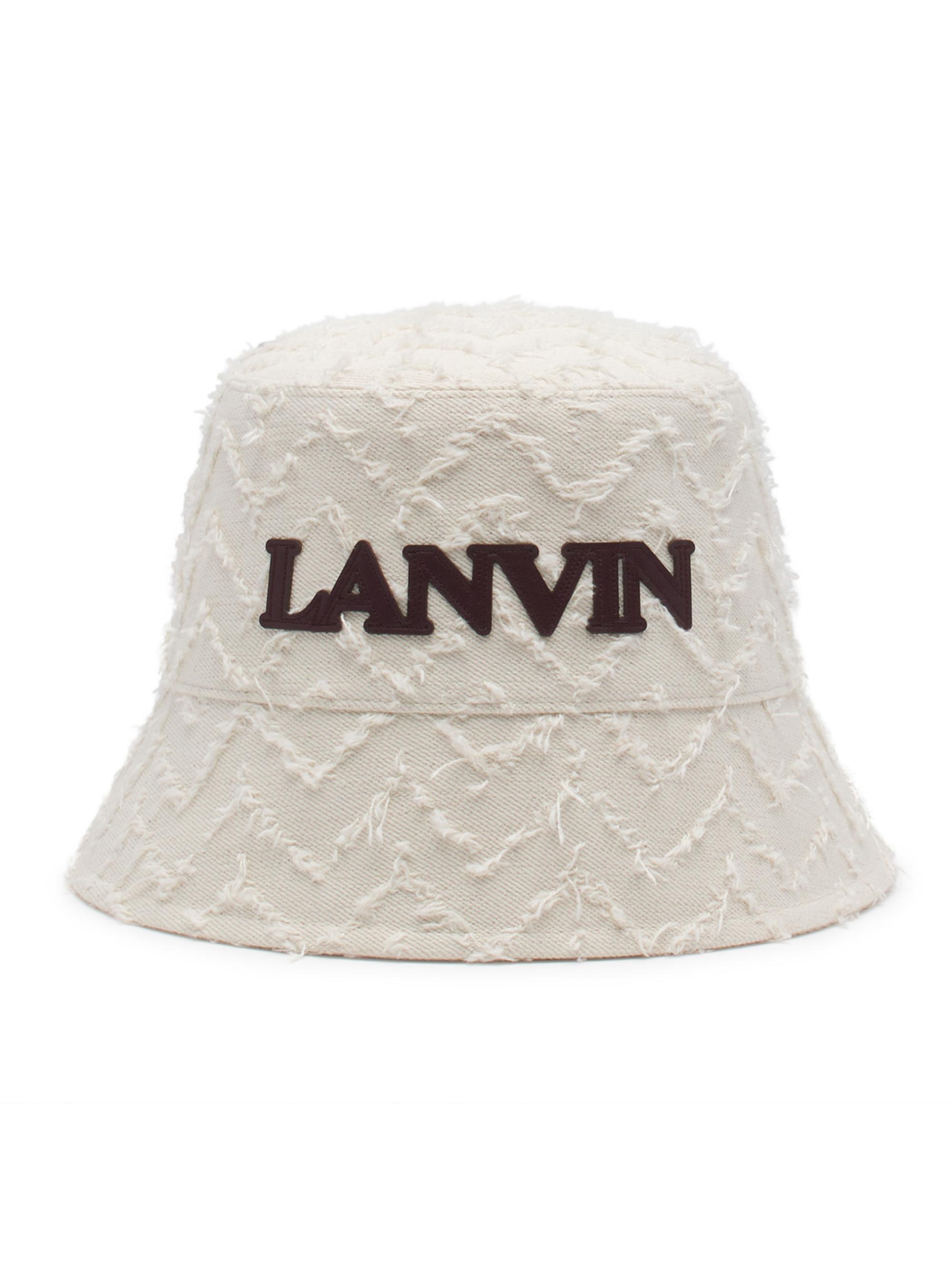 Lanvin Men's Herringbone Motif  Bucket Hat - Light Beige Burgundy