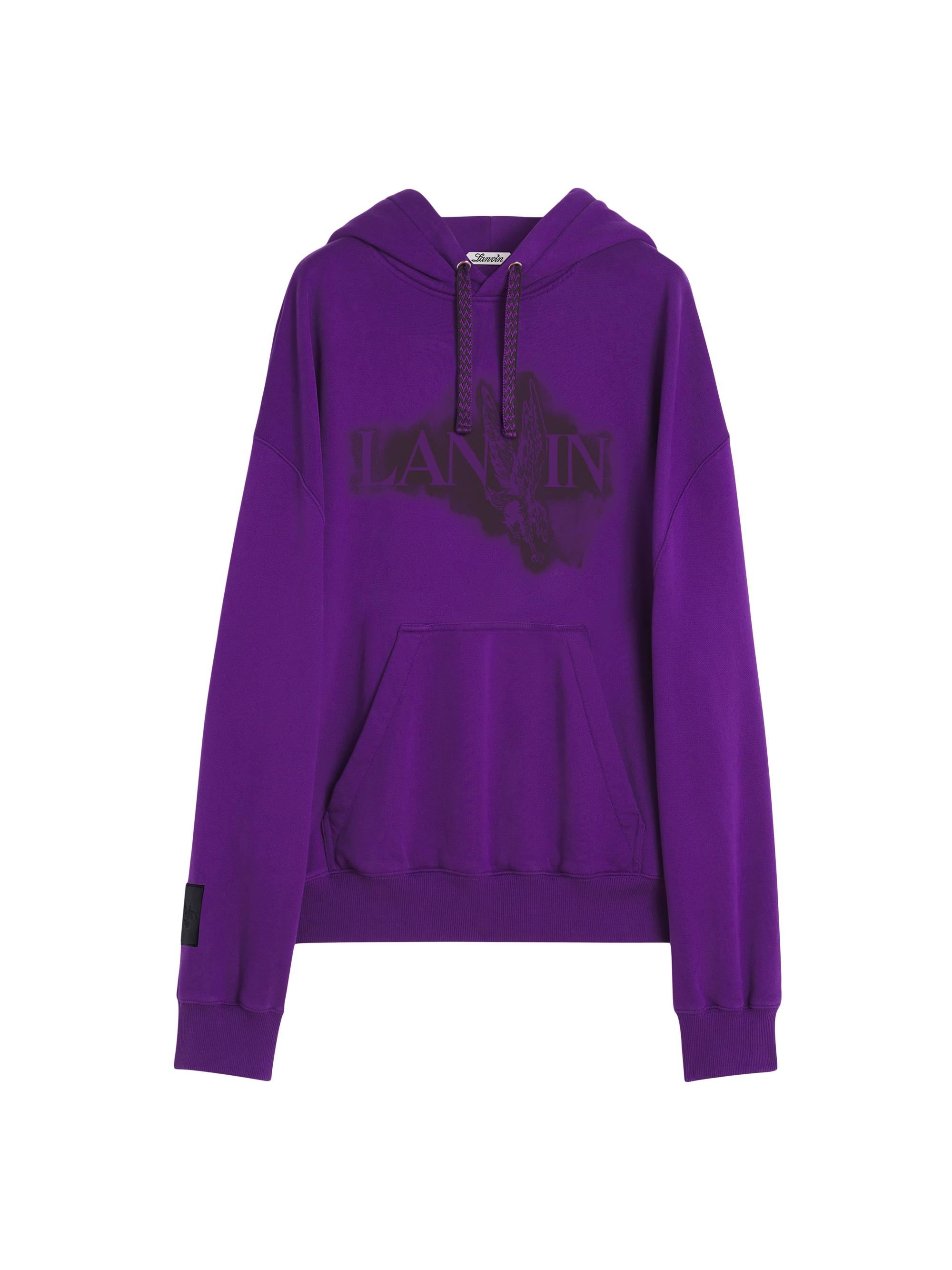 Lanvin Men's  x Future Unisex Baggy Hoodie with Eagle Print - Purple Reign