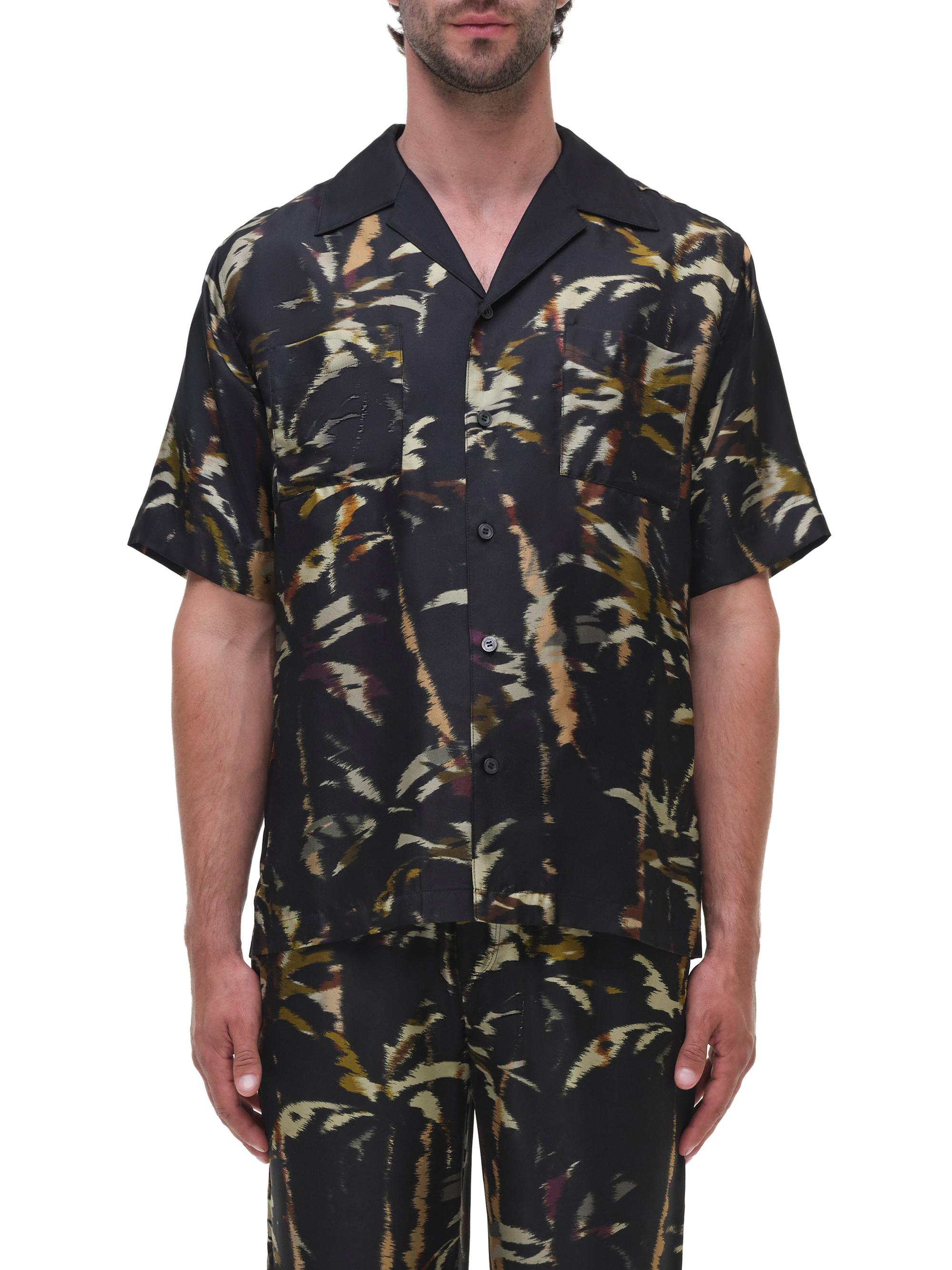 SIMKHAI Men's Connor Silk Camp Shirt - Windswept Palm Print