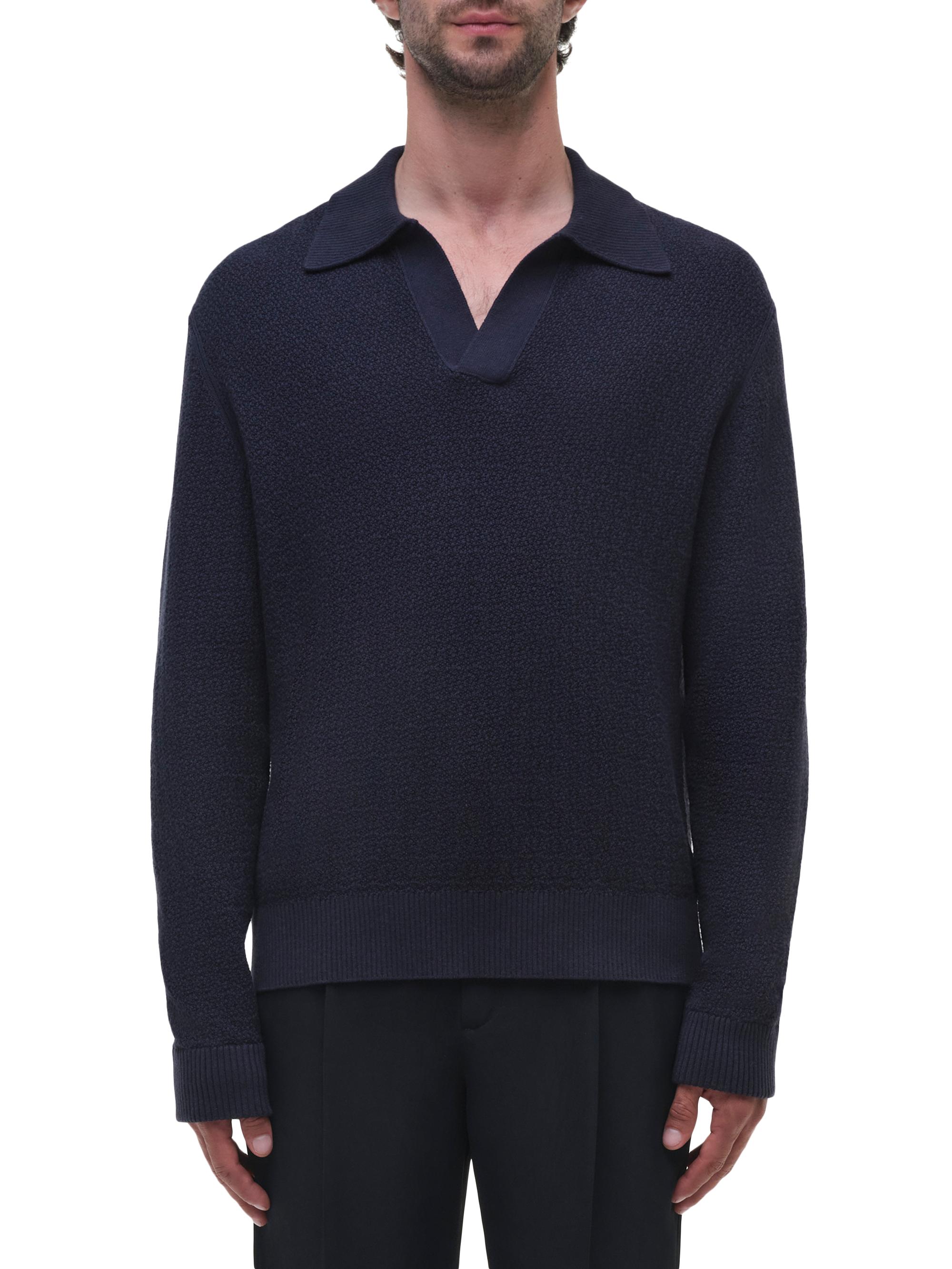 SIMKHAI Men's Horatio Cotton-Cashmere Polo Sweater - Midnight