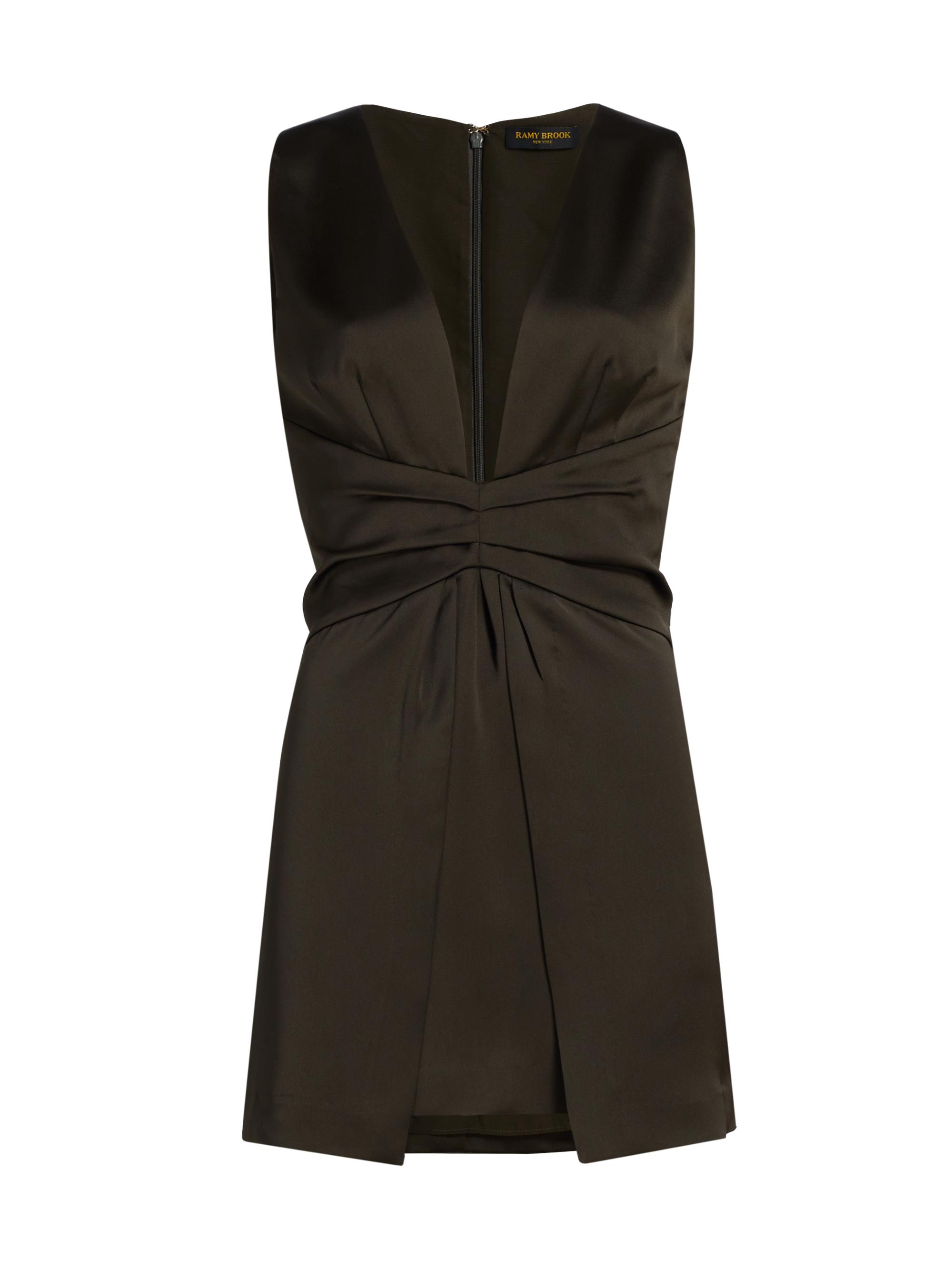 Ramy Brook Women's Cassea Ruched Satin Minidress - Deep Olive
