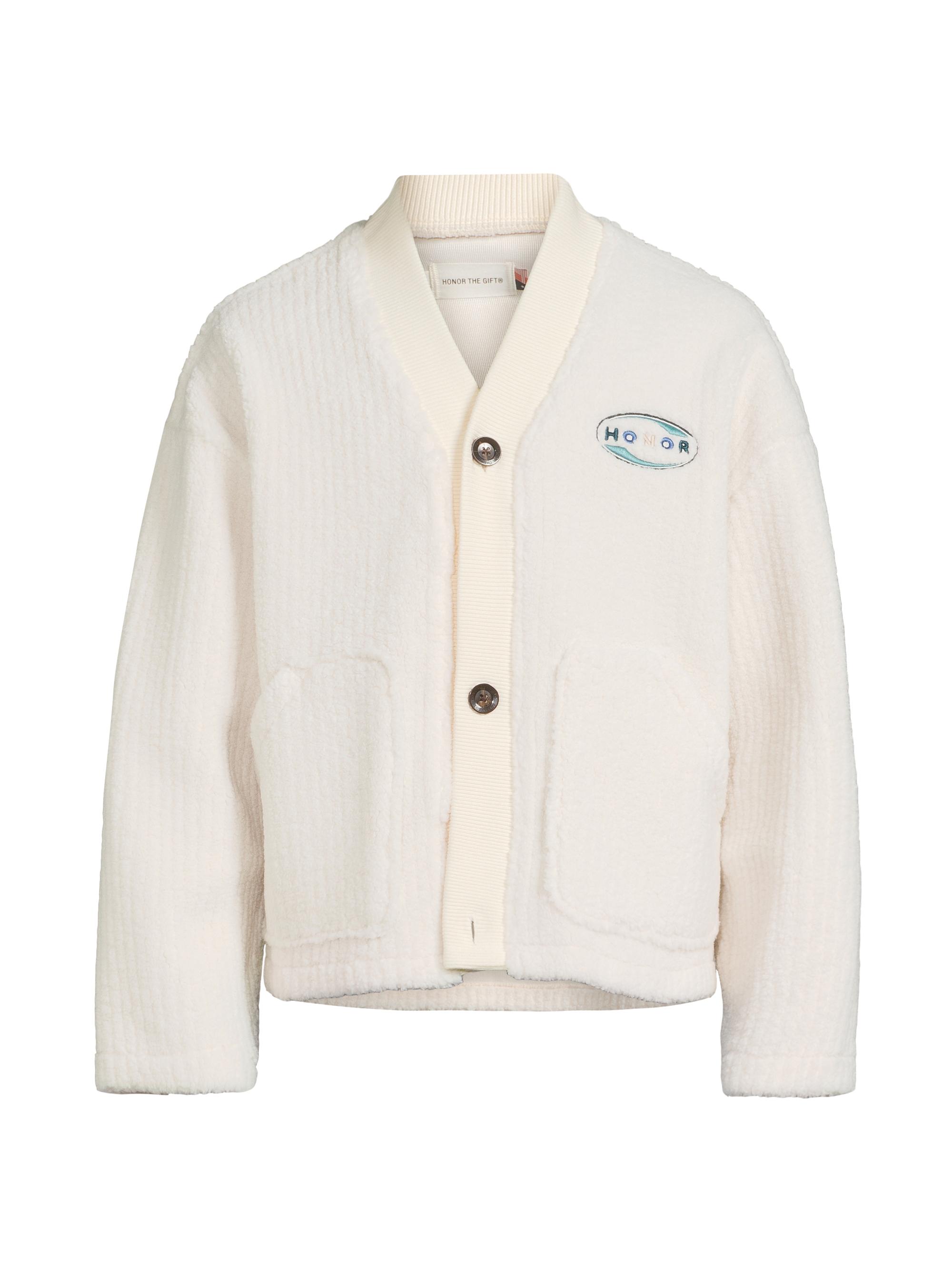 Honor The Gift Men's Muse Rib-Knit V-Neck Cardigan - Bone