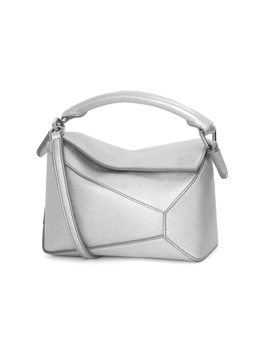 25SS new/LOEWE パズルエッジミニクロスボディバッグ Bag Silver Mini Puzzle Edge bag in laminated lambskin Silver - LOEWE