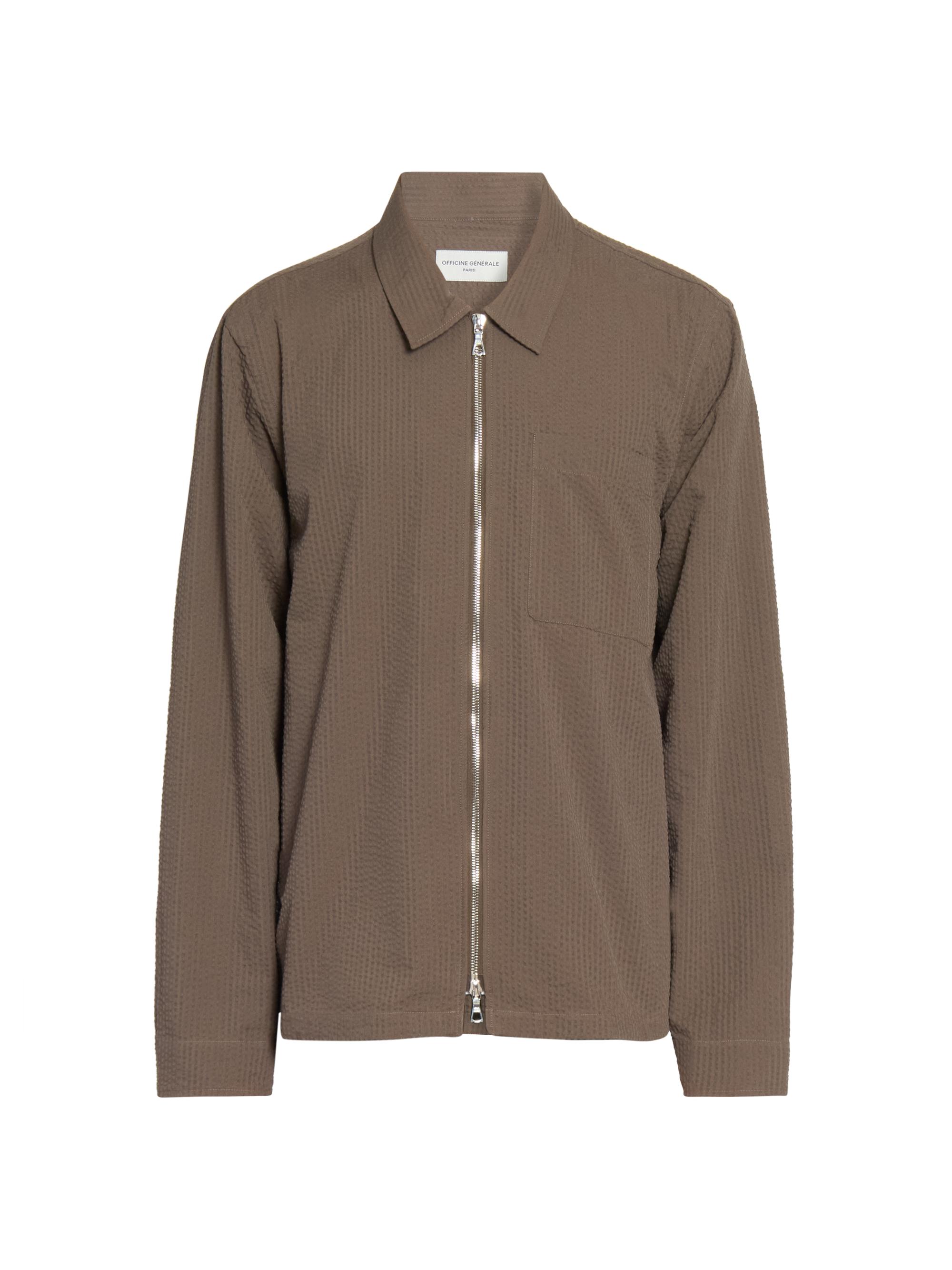 Officine Générale Men's Malo Jap Cotton-Blend Seersucker Jacket - Taupe