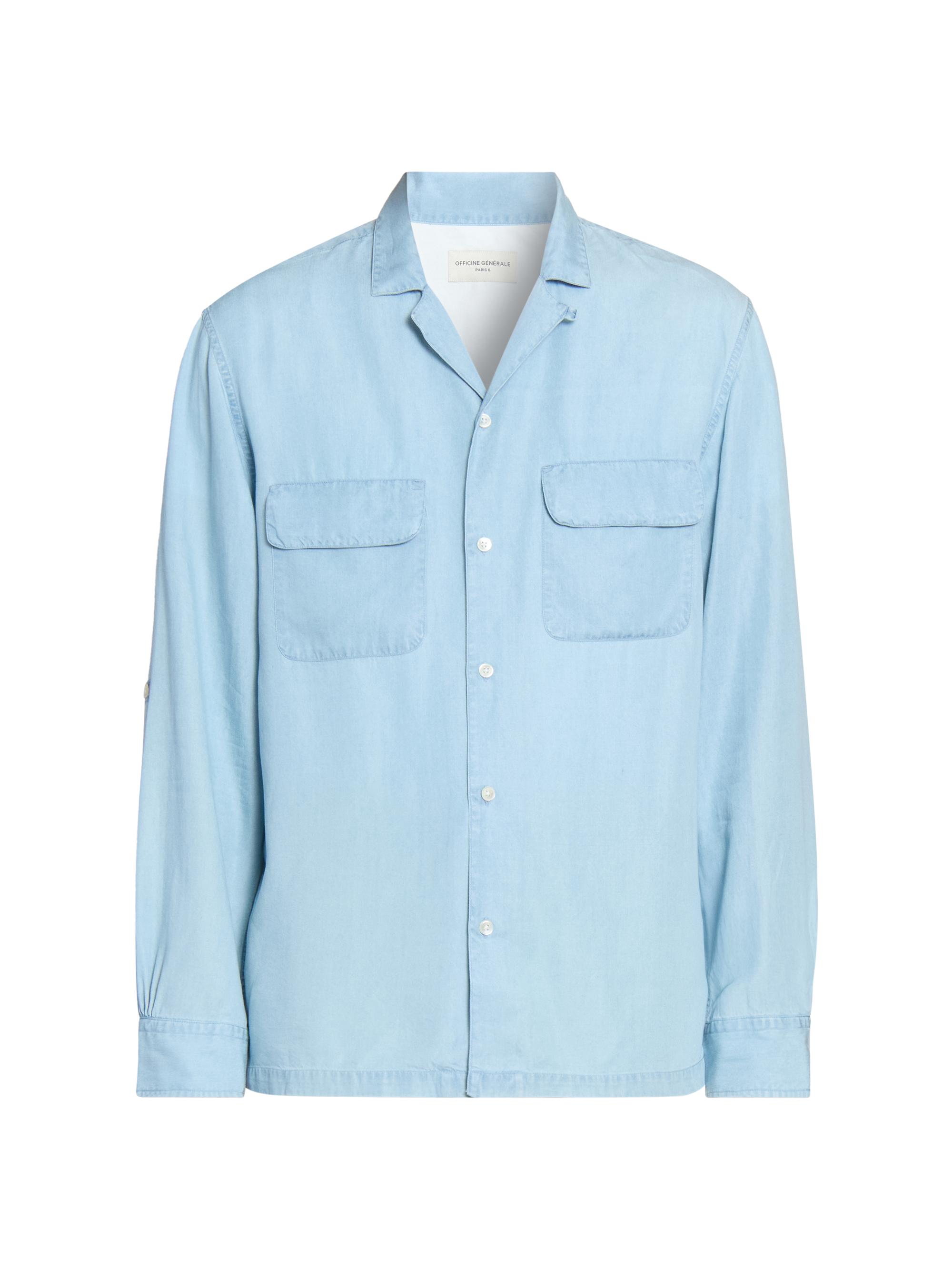 Officine Générale Men's Leto Washed Lyocell Shirt - Light Blue