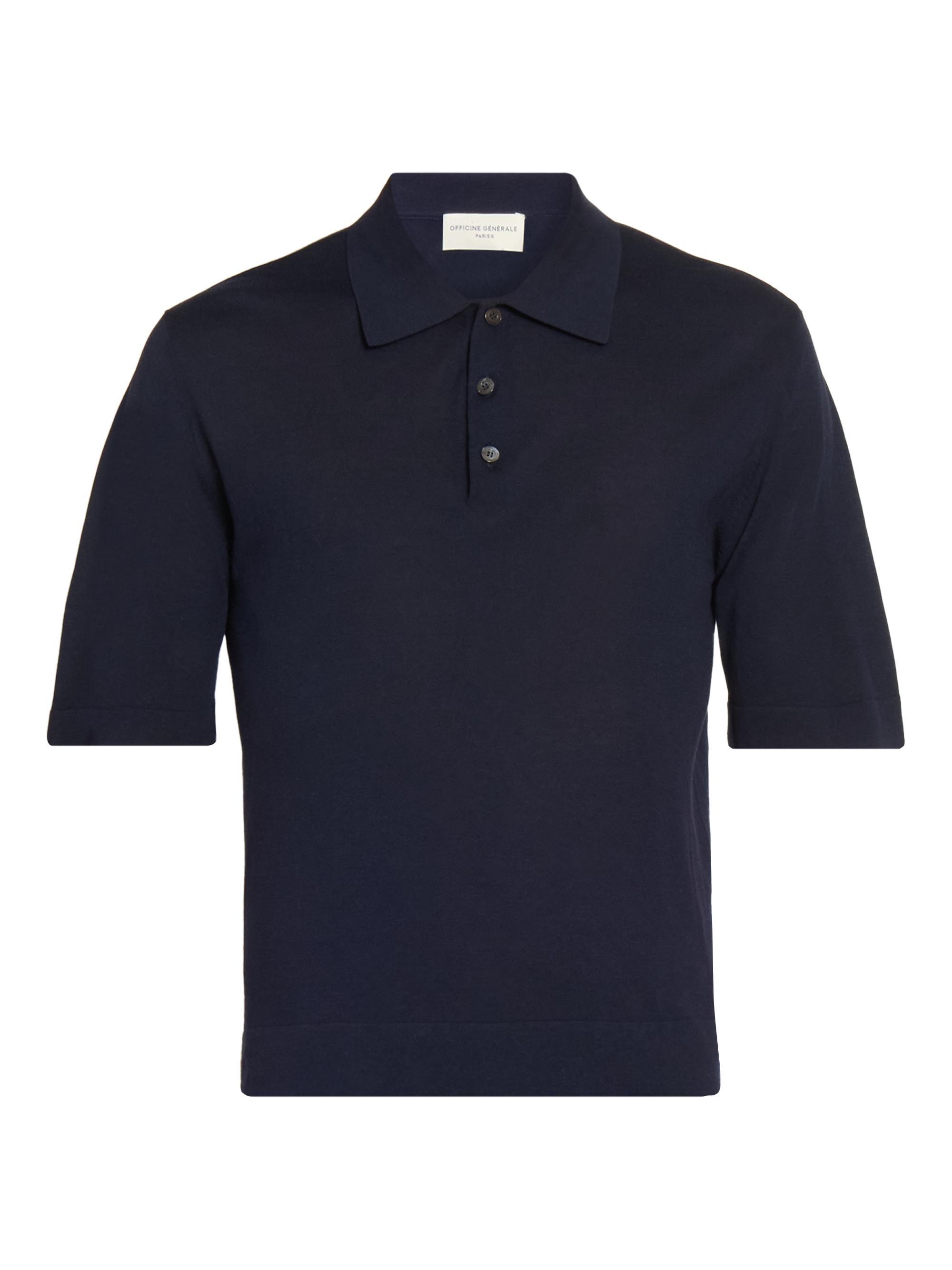 Officine Générale Men's Brutus Short-Sleeve Polo Shirt - Night Sky