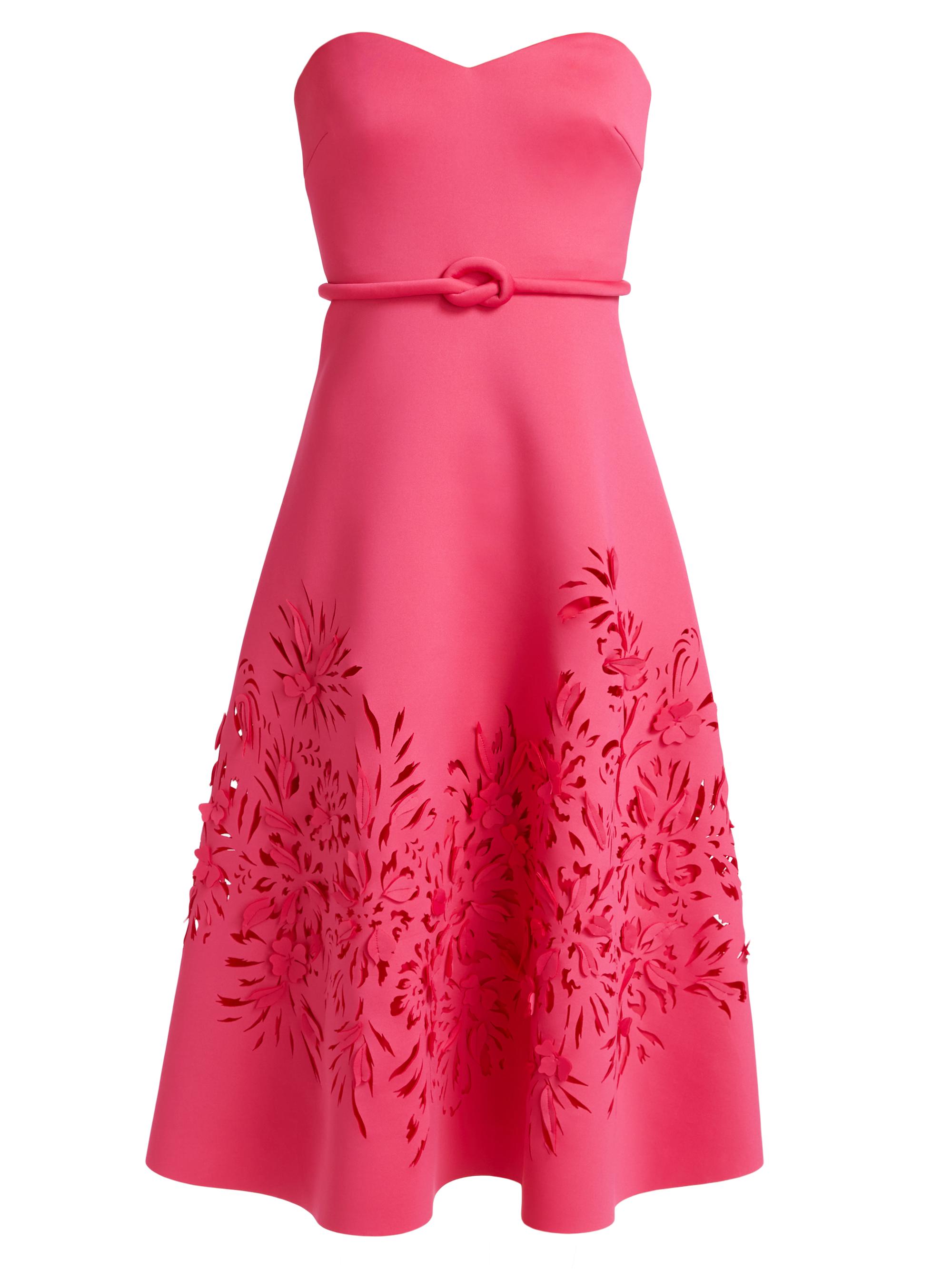 Badgley Mischka Women's Scuba Laser-Cut Strapless Dress - Rose