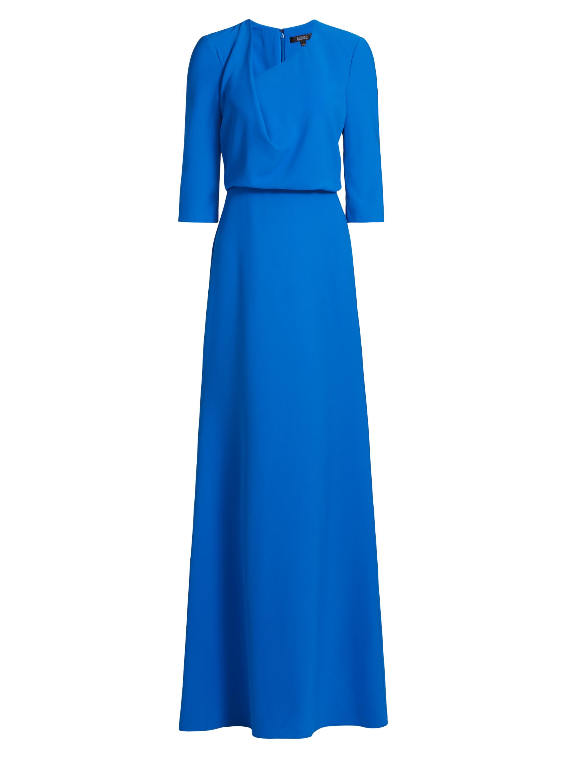 Badgley Mischka Women's Crepe Asymmetric Blouson Gown - Cobalt